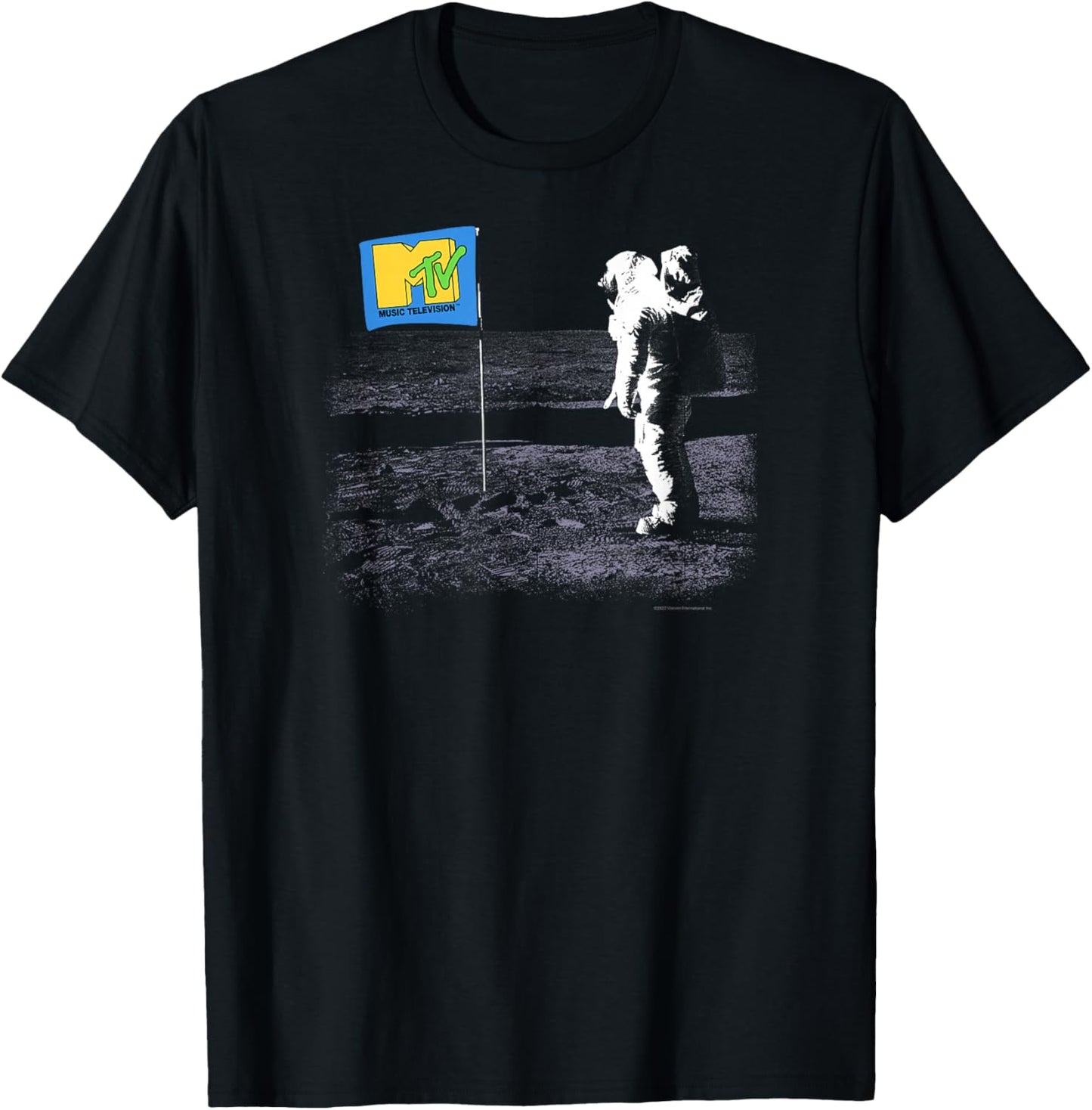 MTV Moon Person Vintage Flag on Moon T-Shirt - T-Shirt | Black