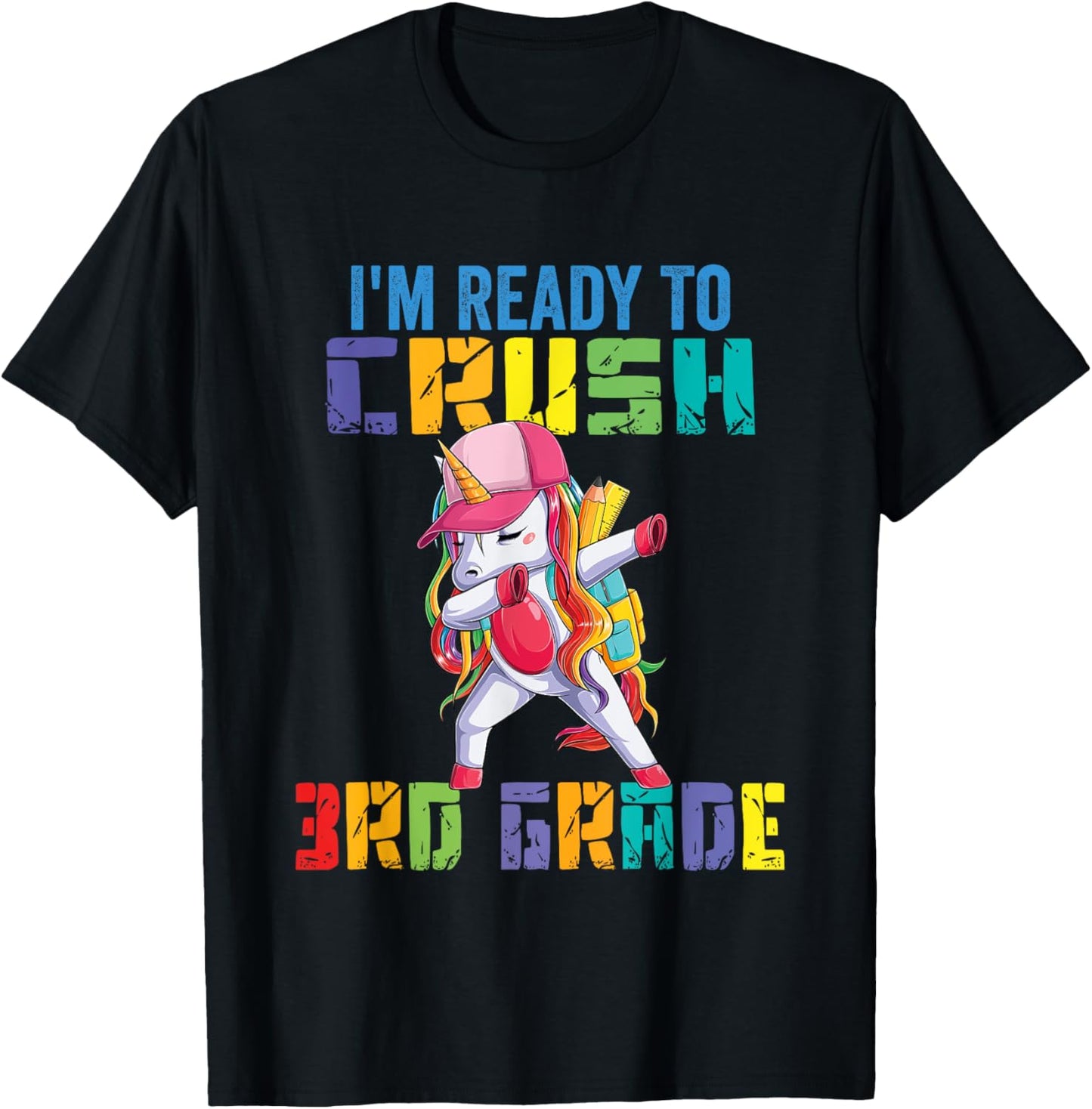 Ready To Crush 3rd Grade Grade Unicorn T-Shirt - T-Shirt | Black