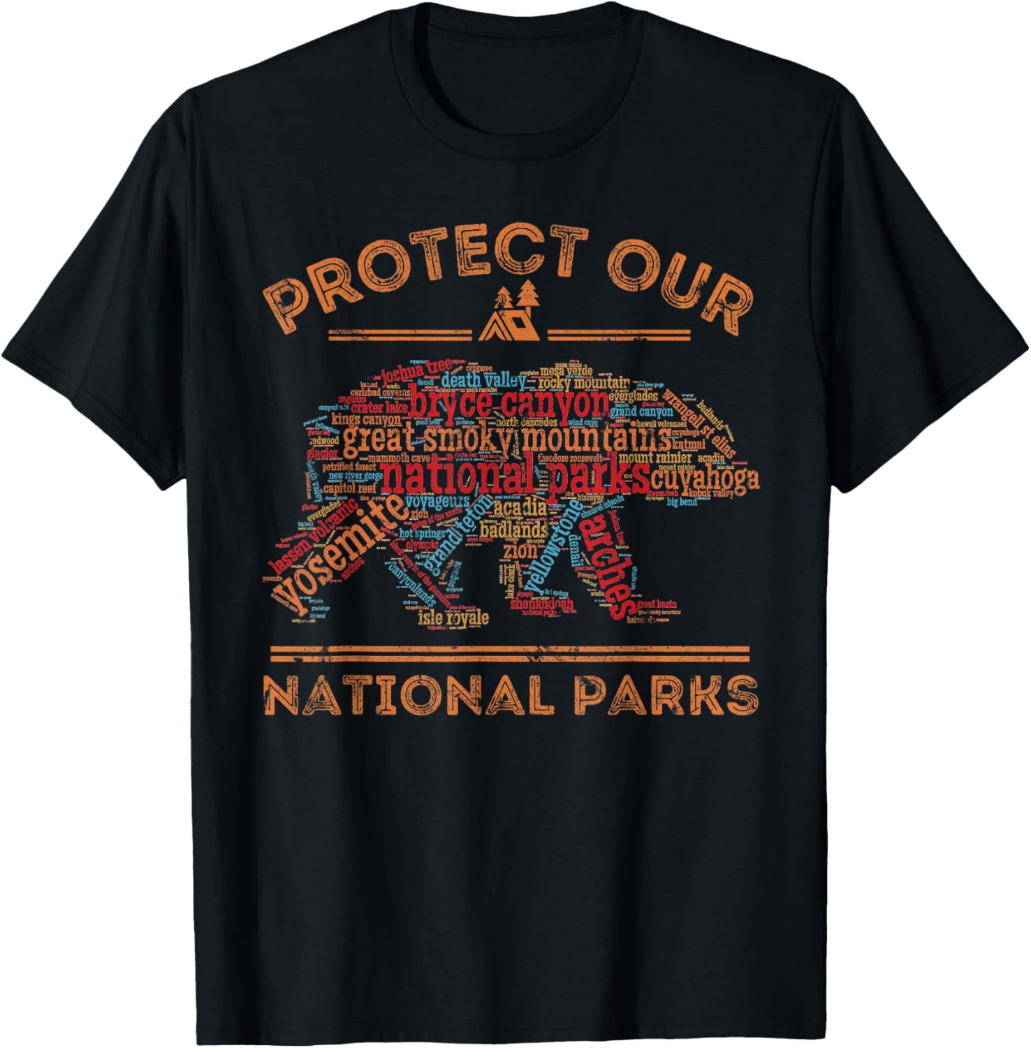 Protect Our Parks National Park Bear Nature Hiking T-Shirt - T-Shirt | Black