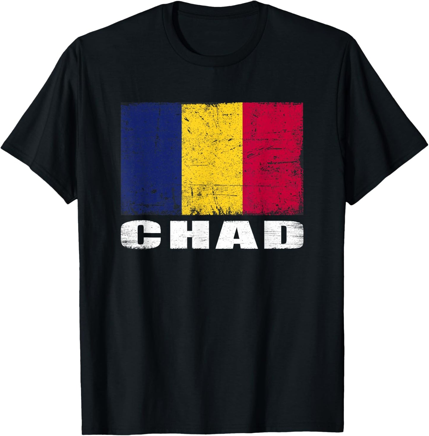 Chad Flag Design Grunge Country Flag Chad T-Shirt - T-Shirt | Black