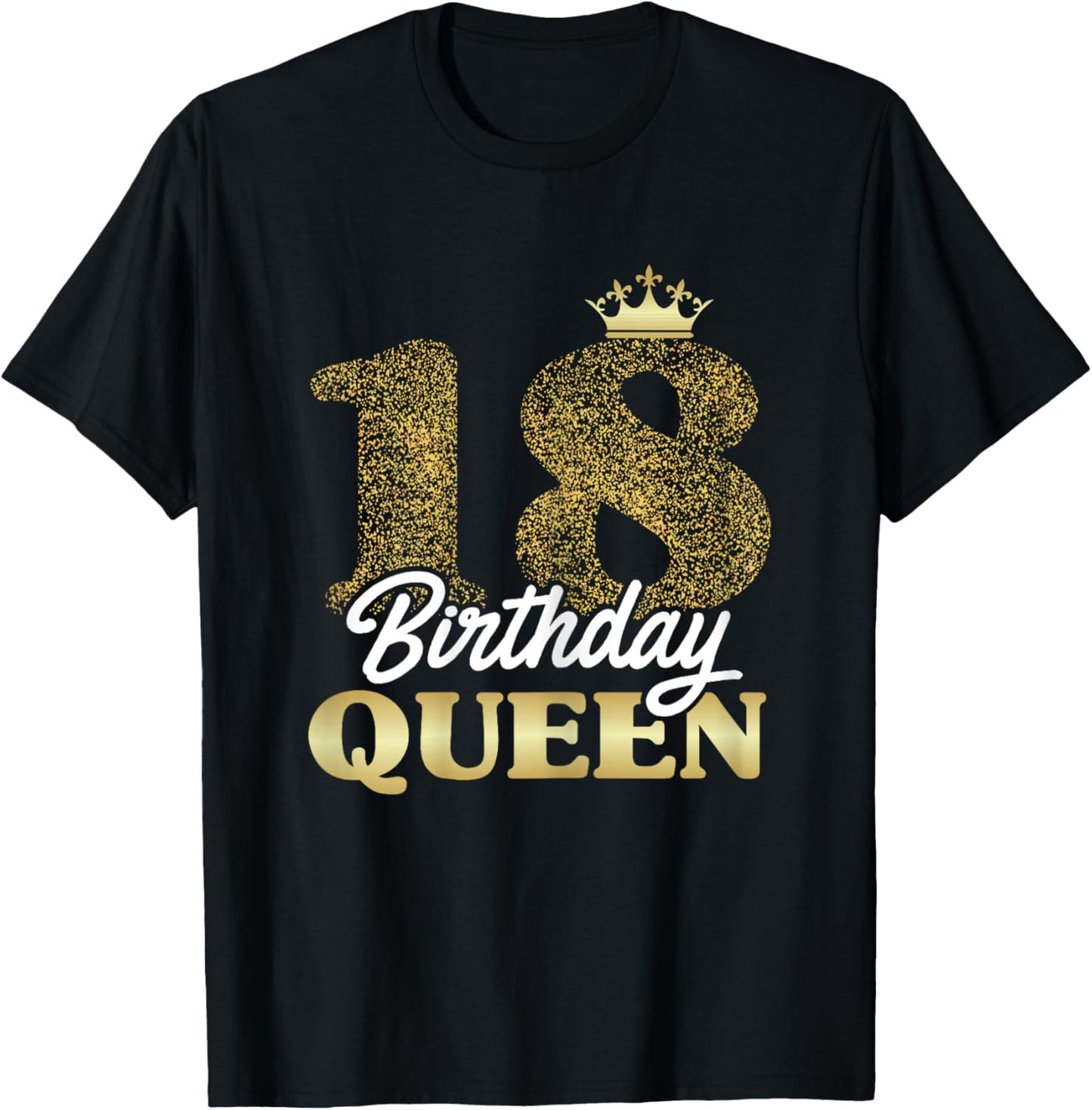 18th Birthday Girl Woman Cute Queen 18 years old Crown Bday T-Shirt - T-Shirt | Black
