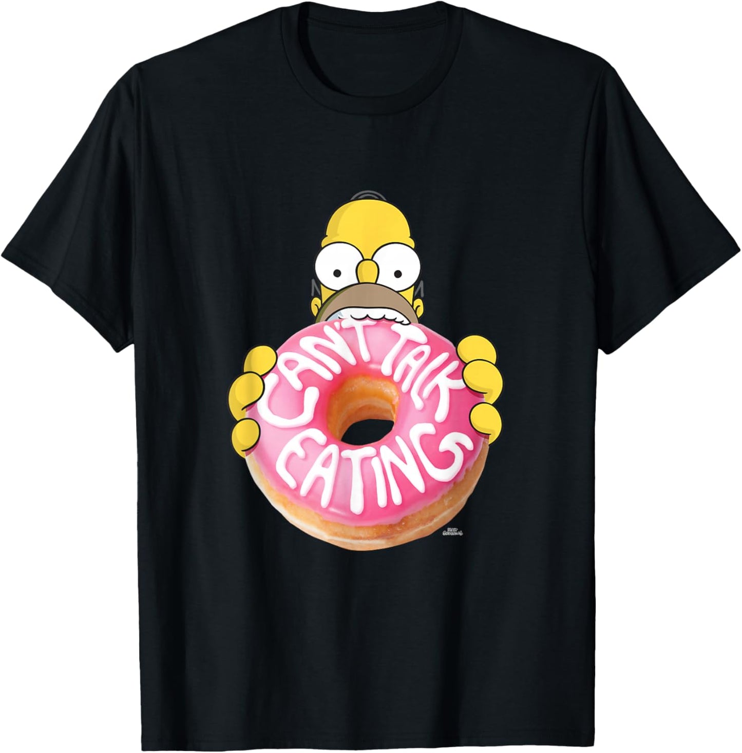 The Simpsons Homer Can't Talk Eating Donut Small T-Shirt - T-Shirt | Black