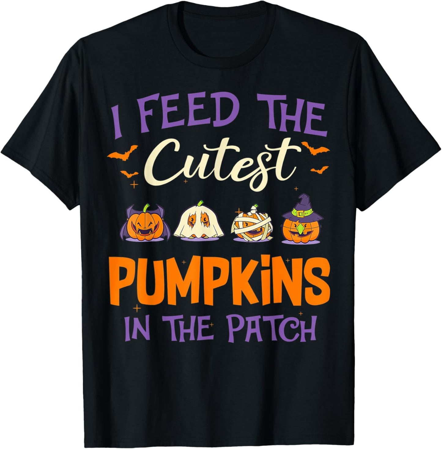 Lunch Lady I Feed The Cutest Pumpkins Lover Halloween T-Shirt - T-Shirt | Black