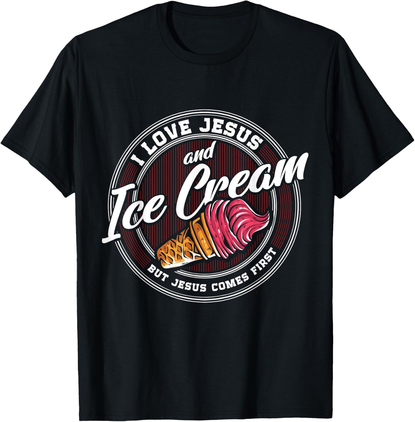 Ice cream Lover Love Ice cream Christian Religion Catholic T-Shirt - T-Shirt | Black