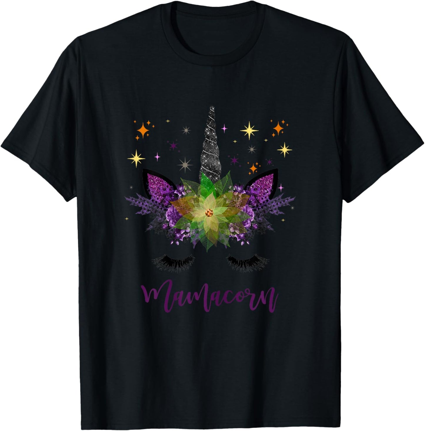 Mamacorn Mom Adult Unicorn Face Mother's Day Women Birthday T-Shirt - T-Shirt | Black