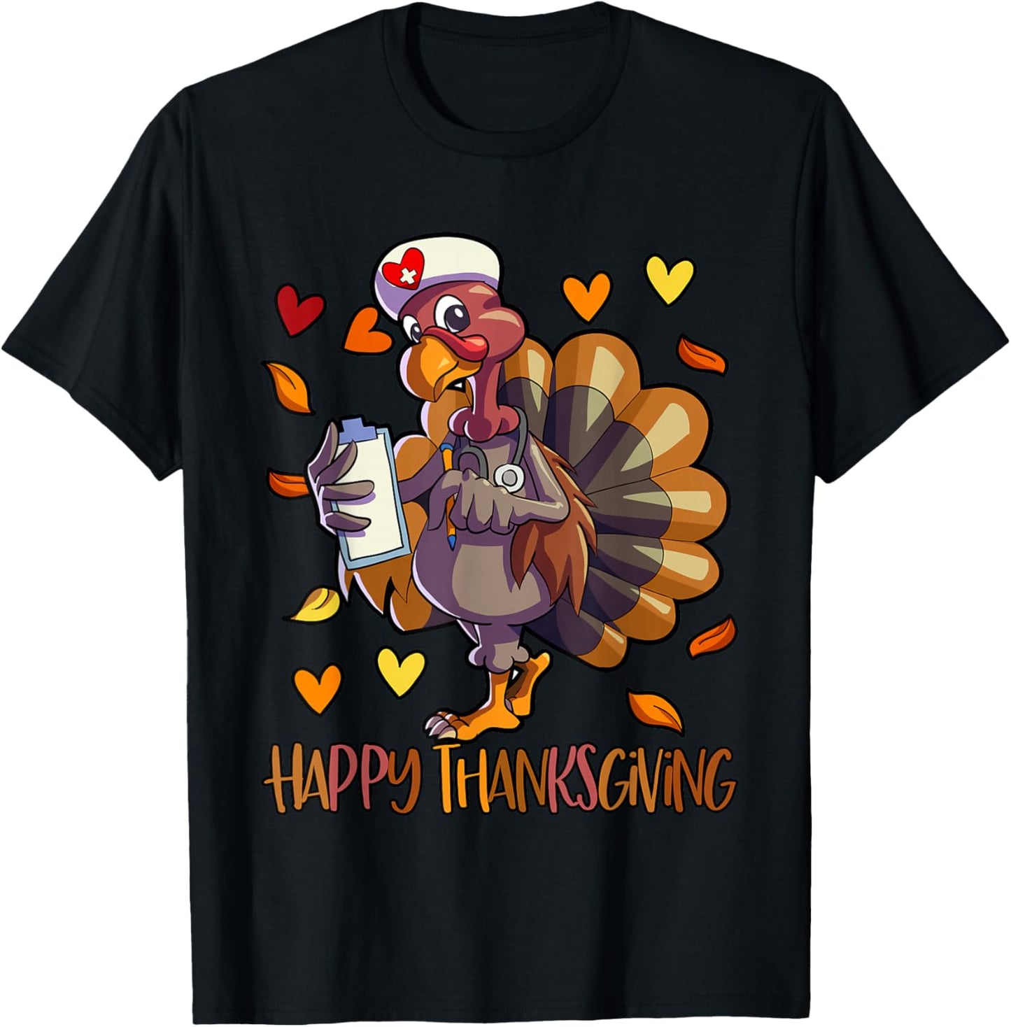 Turkey Nurse Thanksgiving Women Holiday Nursing T-Shirt - T-Shirt | Black