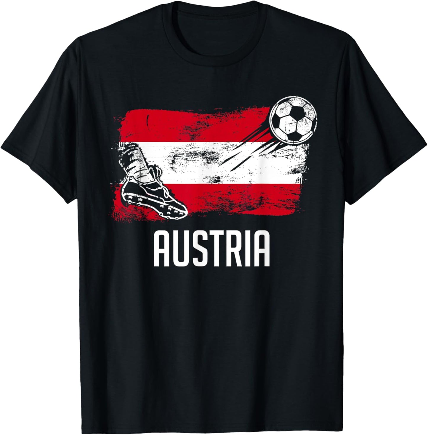 Austria Flag Jersey Austrian Soccer Team Austrian T-Shirt - T-Shirt | Black