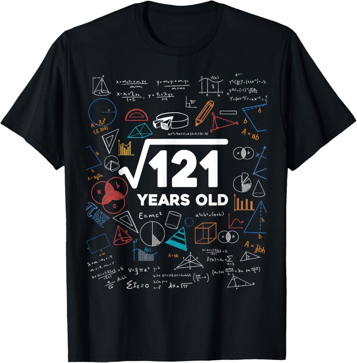 Square Root Of 121 11th Birthday Math Lover 11 Year Old Bday T-Shirt - T-Shirt | Black