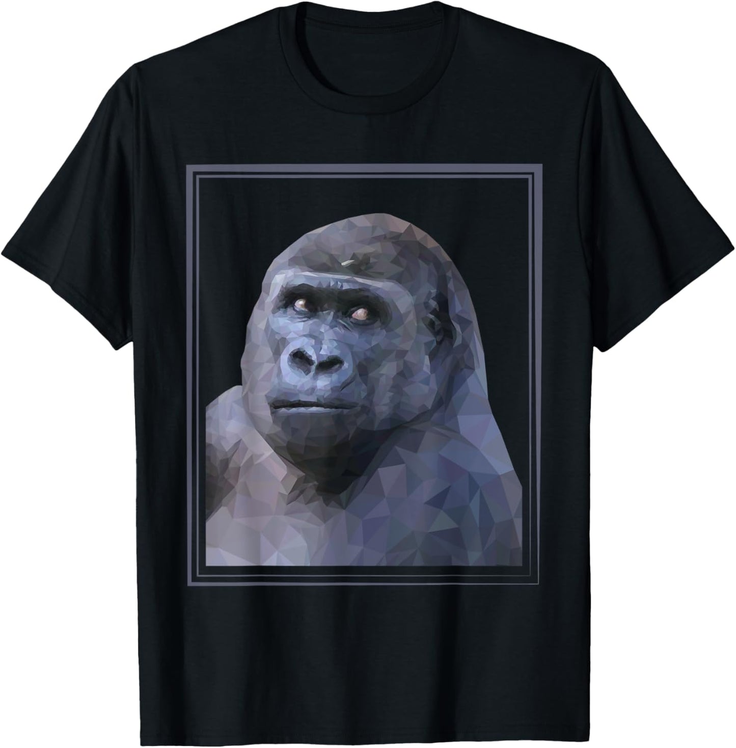 Gorilla Polygonal Design Animals Gorillas Wildlife Nature T-Shirt - T-Shirt | Black