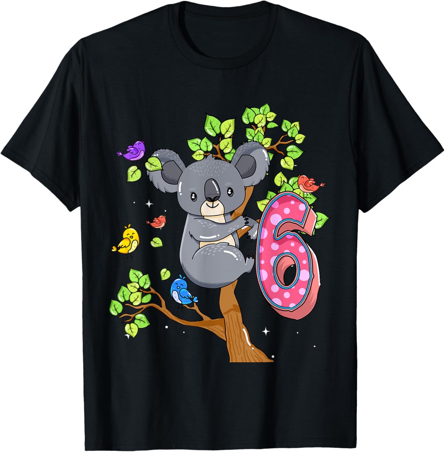Koala Bear 6th Birthday Girl 6 Year Old Birthday Koalas Bday T-Shirt - T-Shirt | Black