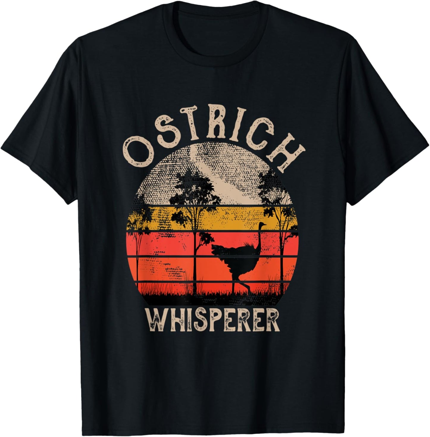 Retro Ostrich Whisperer Funny Ostrich Bird Animal Lover T-Shirt - T-Shirt | Black