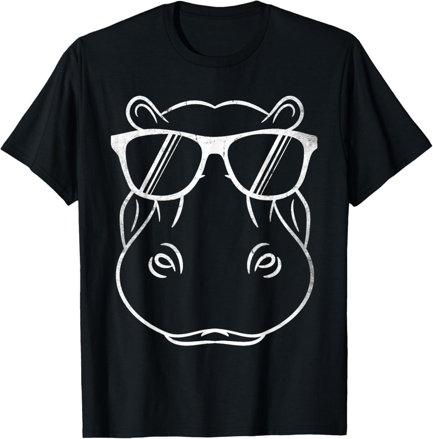 Funny Hippo Design Hippo with Sunglasses Cool Hipp T-Shirt - T-Shirt | Black