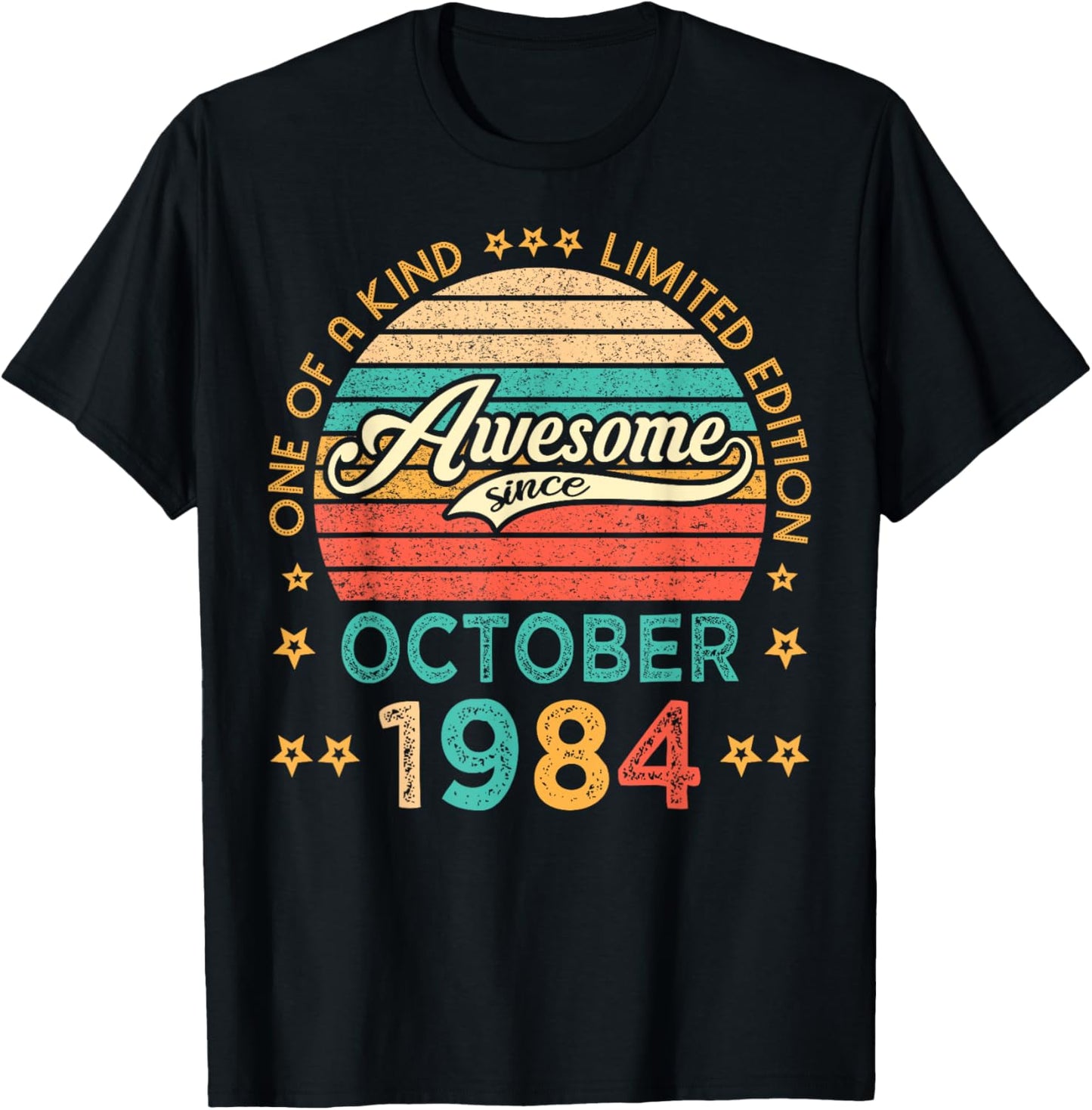 Vintage Birthday Awesome Since October 1984 Limited Edition T-Shirt - T-Shirt | Black