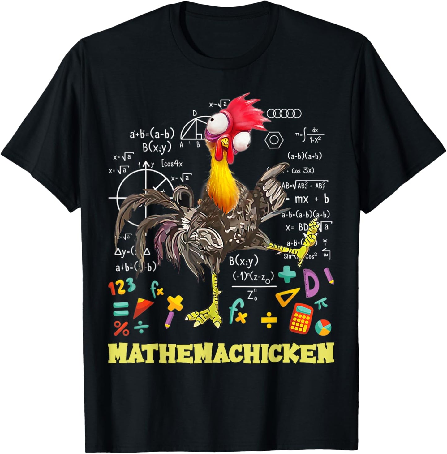 Mathemachicken shirt teacher Math Lovers Funny chicken Women Kids T-Shirt - T-Shirt | Black