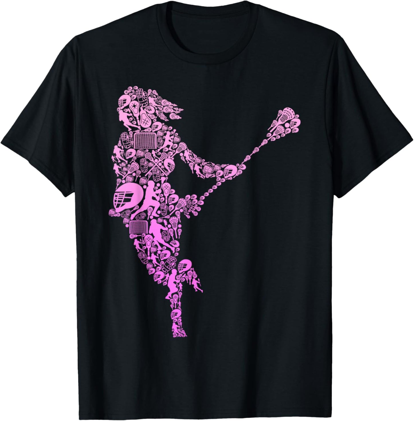 Lacrosse Player Youth Women Girls Kids T-Shirt - T-Shirt | Black