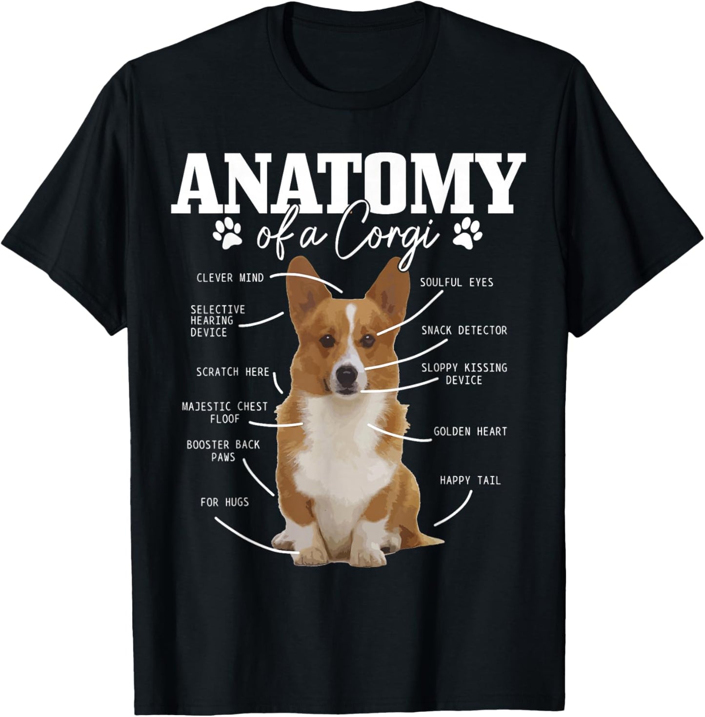Anatomy Of A Corgi Funny Cute Dog Corgi Mom Corgi Dad Women Girls Kids T-Shirt - T-Shirt | Black