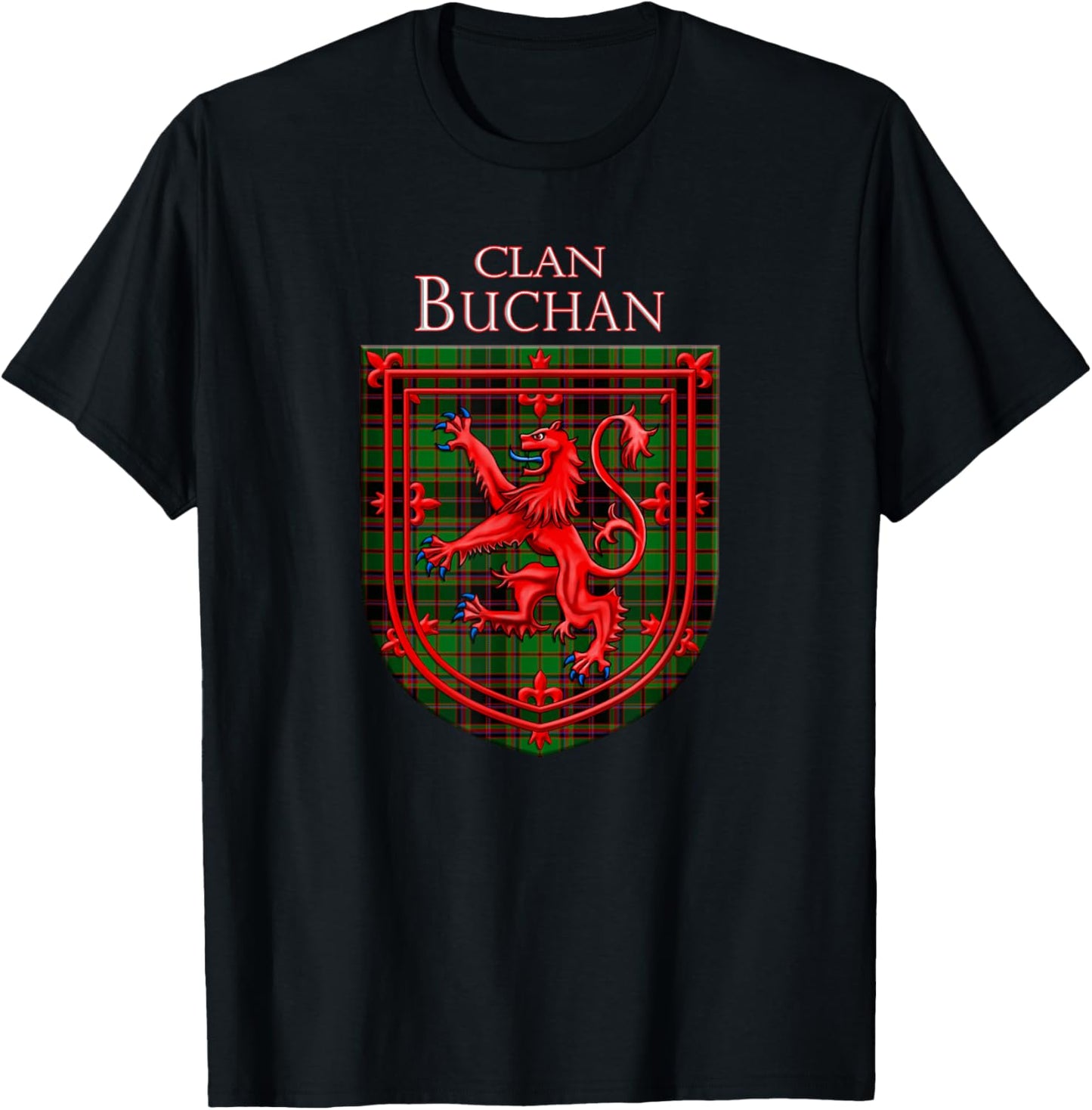 Buchan Tartan Scottish Plaid Lion Rampant T-Shirt - T-Shirt | Black
