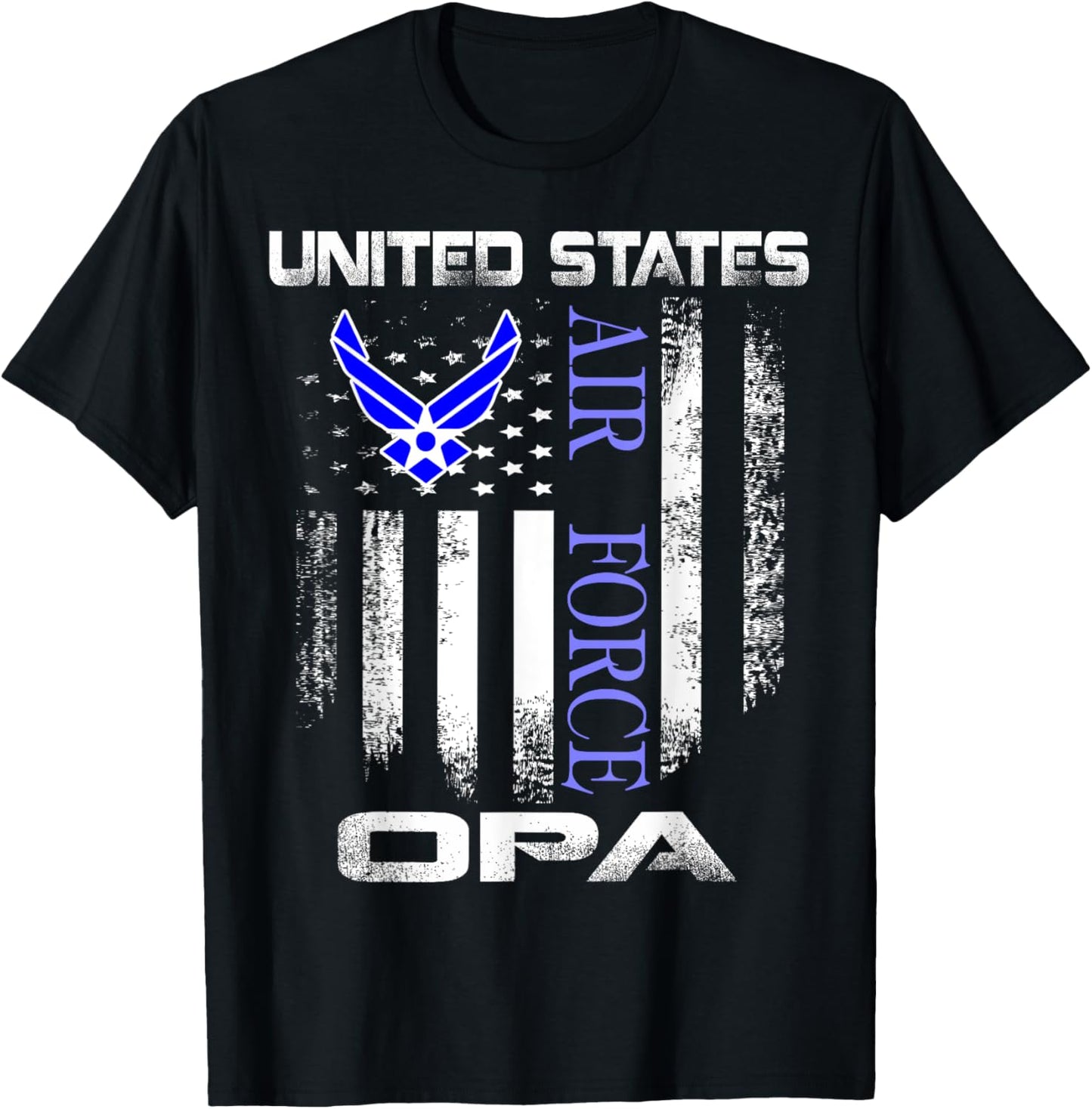 Vintage United States Air Force Opa With American Flag T-Shirt - T-Shirt | Black