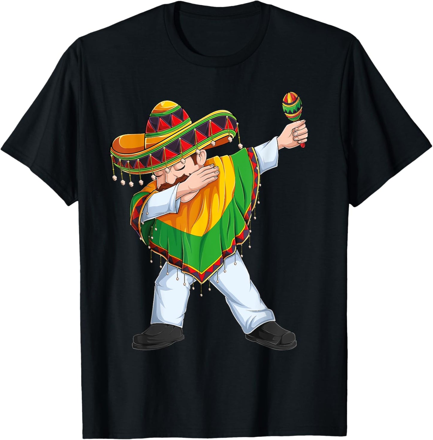 Dabbing Mexican Man Poncho Sombrero Cinco De Mayo Fiesta Men T-Shirt - T-Shirt | Black