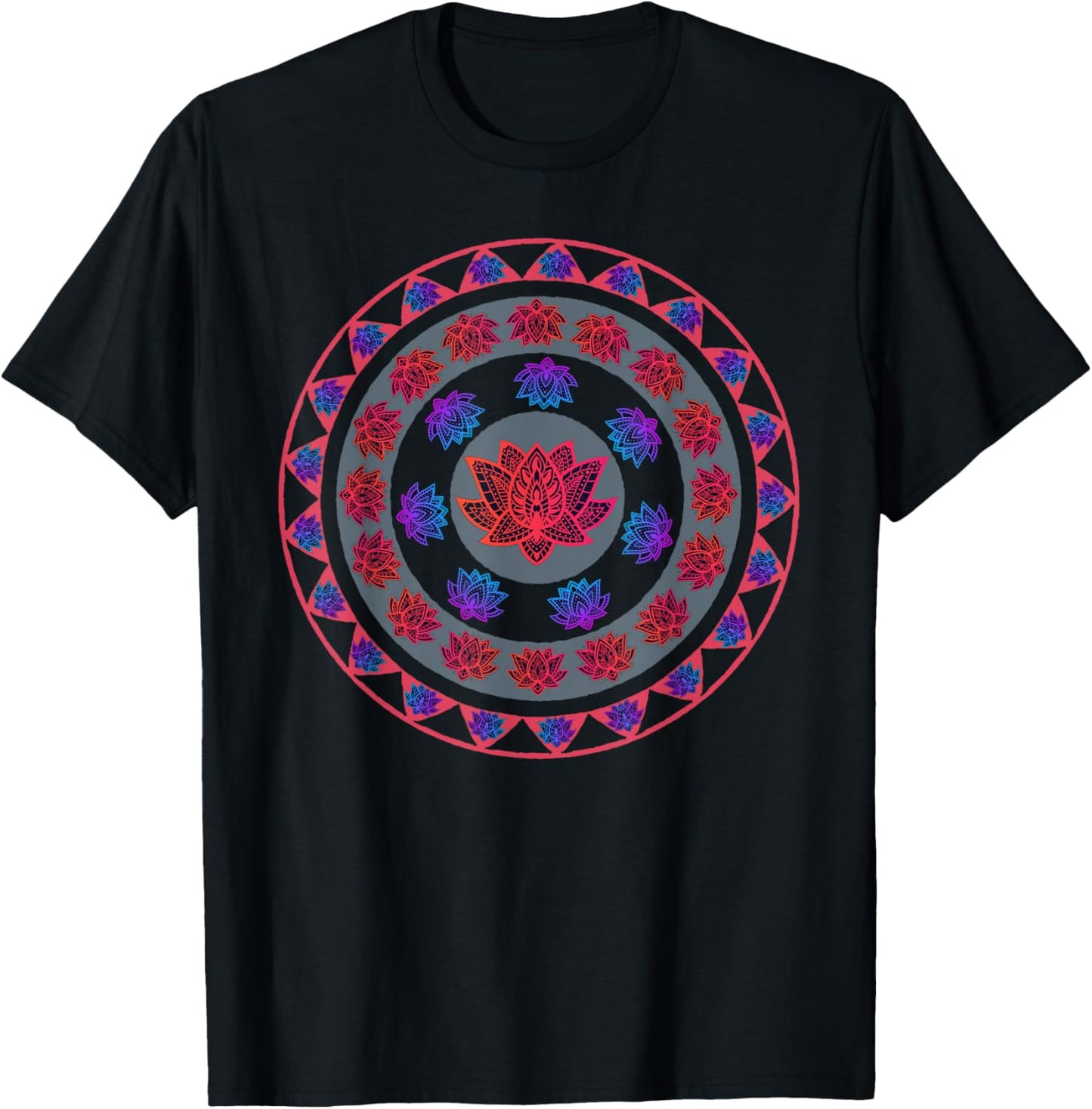 Lotus Flower Sacred Flower Mandala Lotus Design Lotus Flower T-Shirt - T-Shirt | Black