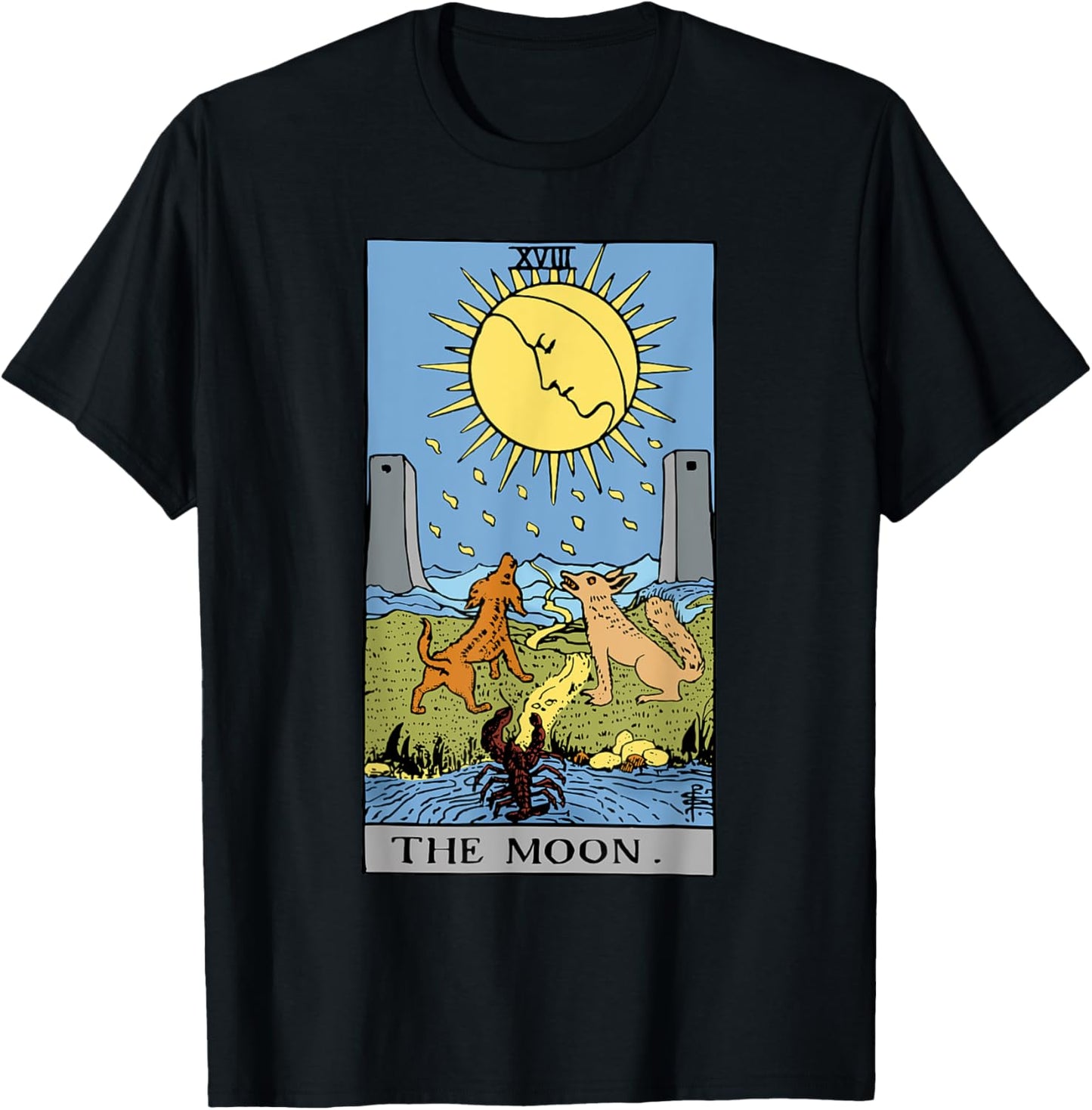 Moon Tarot Card Rider Waite T-Shirt - T-Shirt | Black