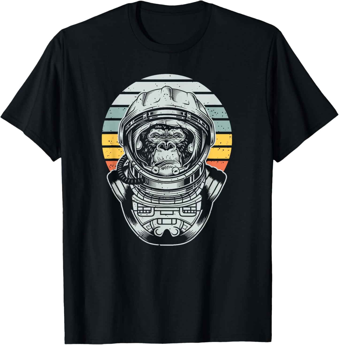 Retro Astronaut Space Monkey T-Shirt - T-Shirt | Black