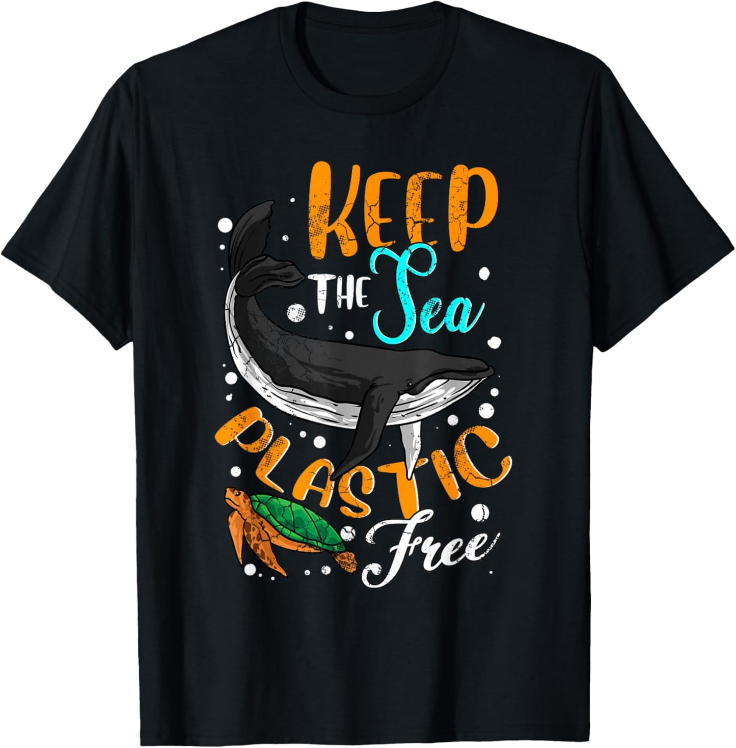 Keep The Sea Plastic Free Environment Environmental Ocean T-Shirt - T-Shirt | Black