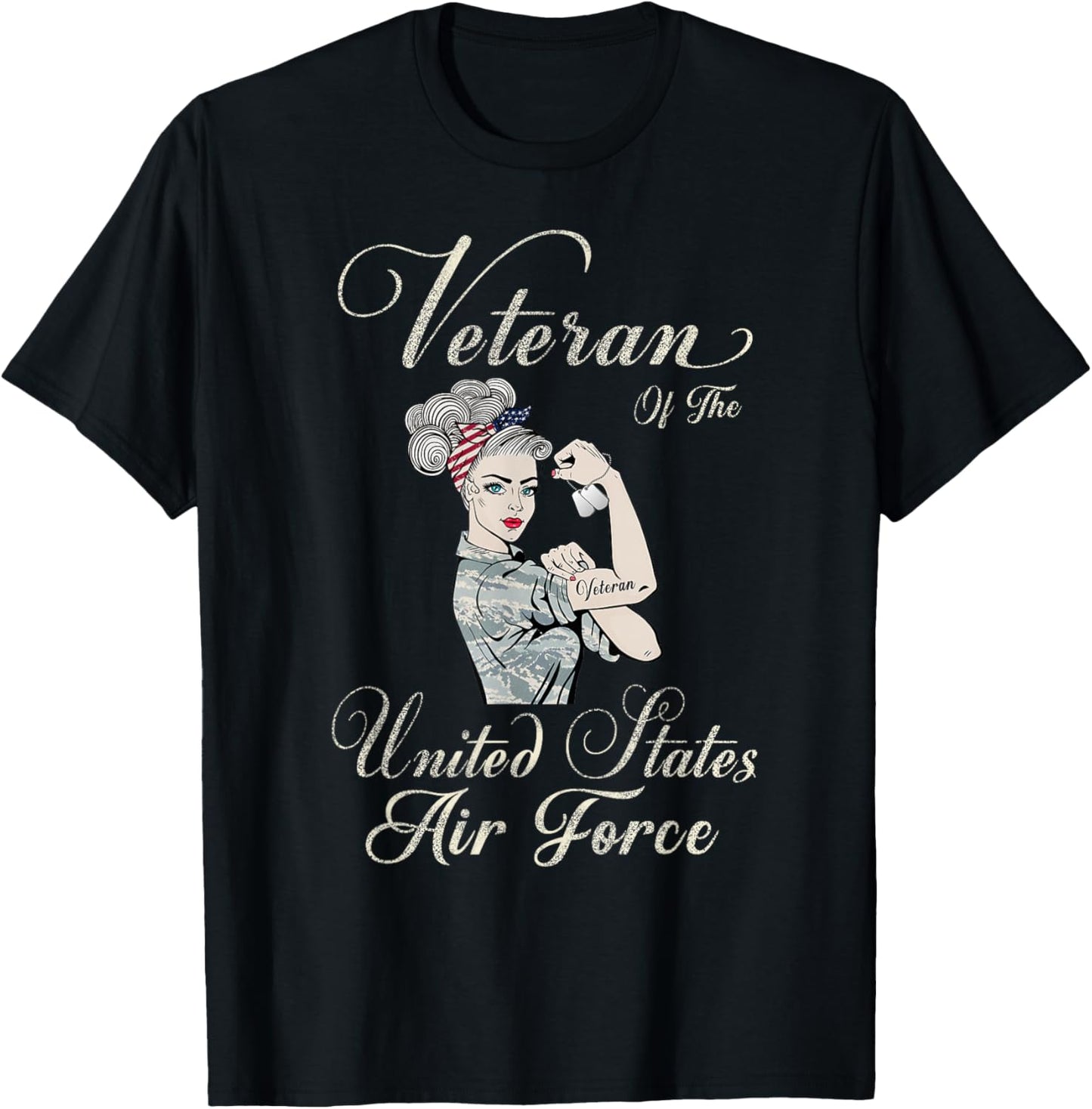 Veteran of The US Air Force, Female USAF Proud T-Shirt - T-Shirt | Black