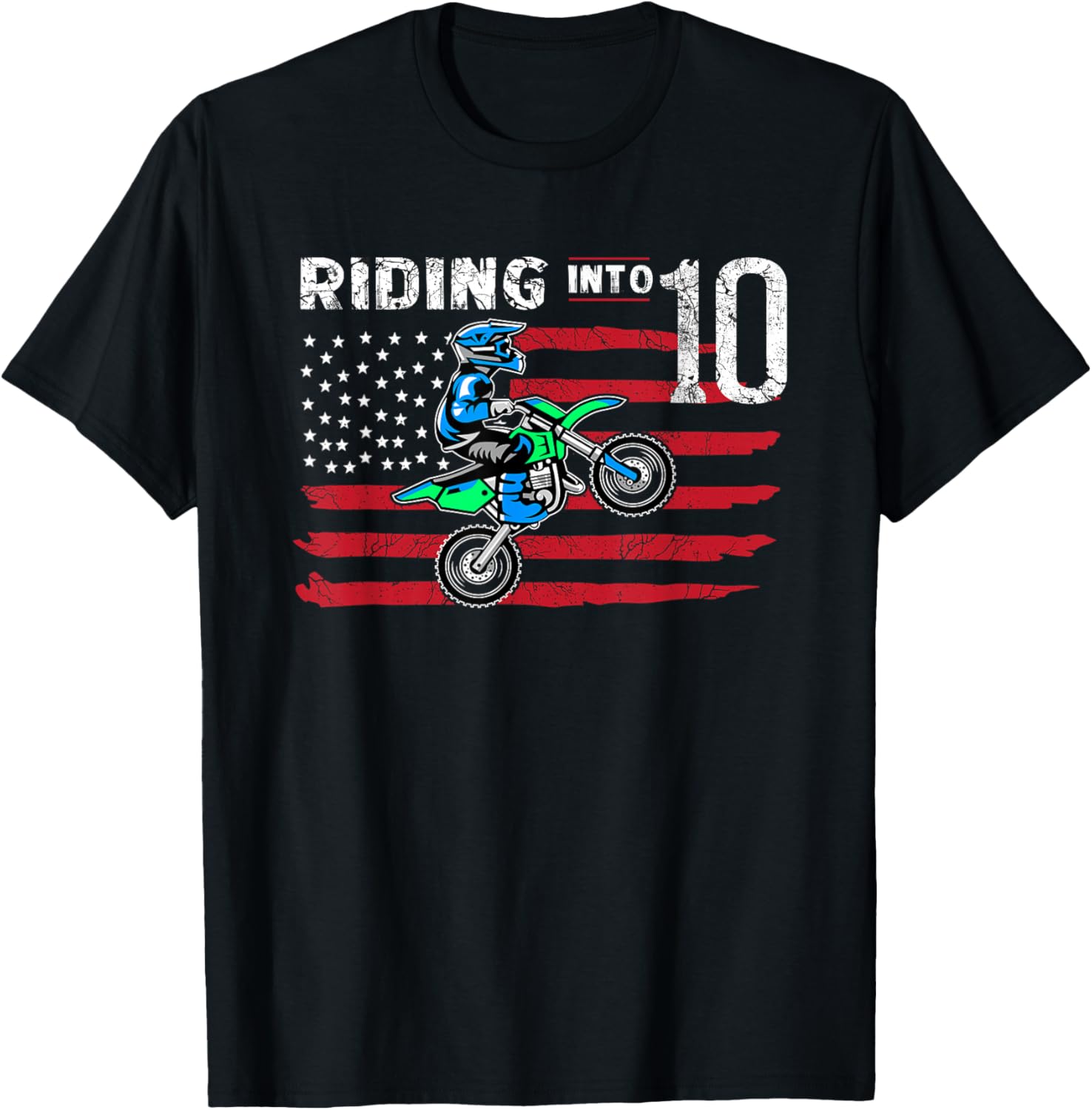 Motocross 10 Years Old Dirt Bike 10th Birthday Party Gift T-Shirt - T-Shirt | Black