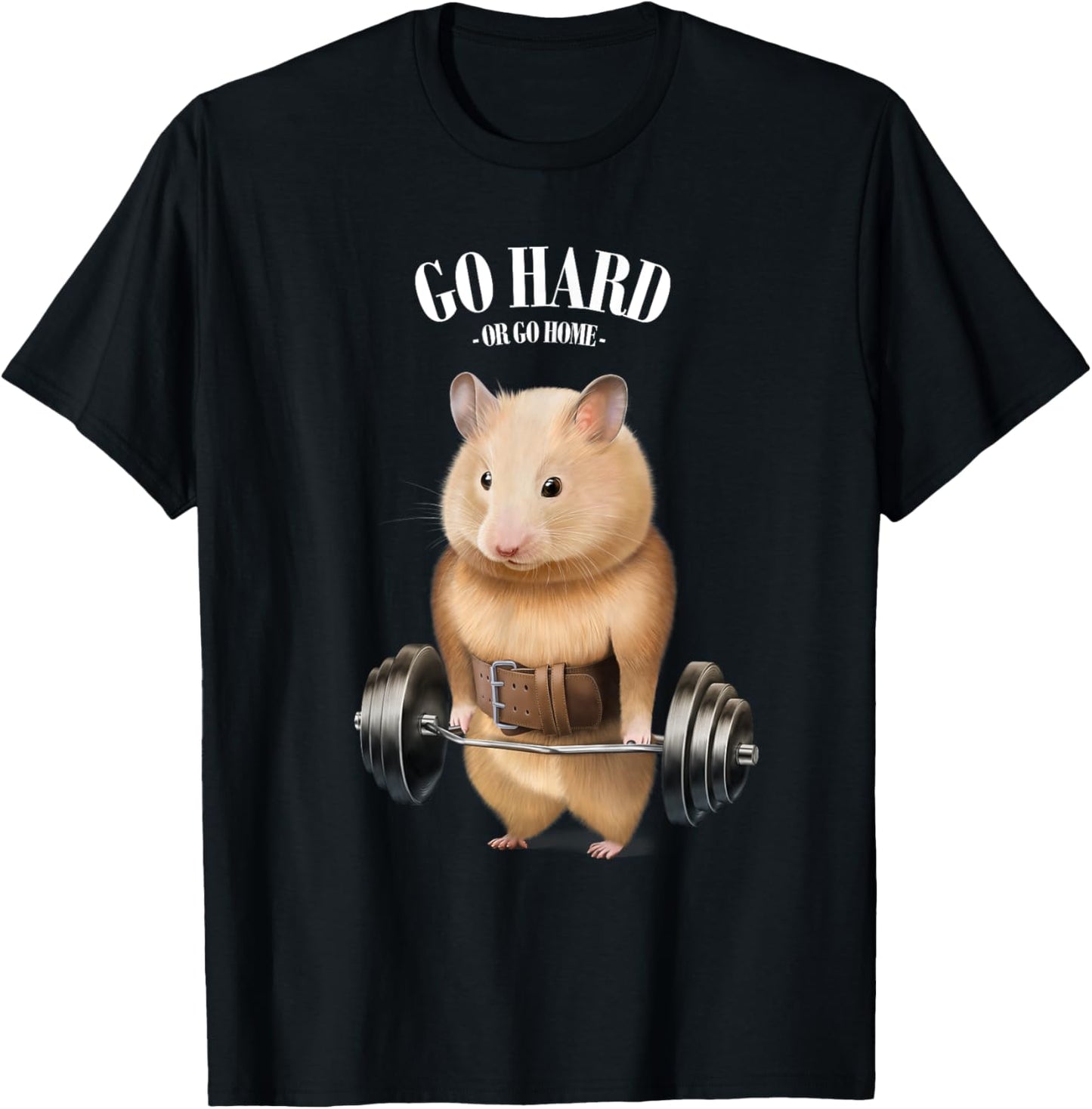 Hamster Muscle Training with Barbell Shrug Bar Fitness Gym T-Shirt - T-Shirt | Black
