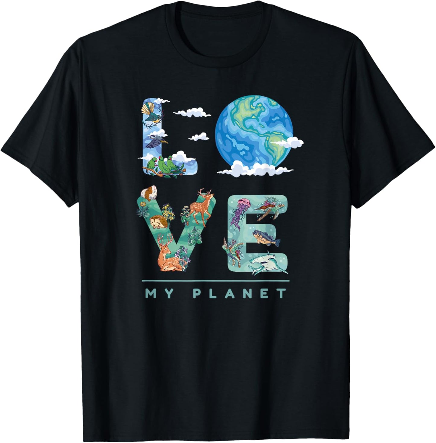 LOVE My Planet / Earth Day Environment, climate change T-Shirt - T-Shirt | Black