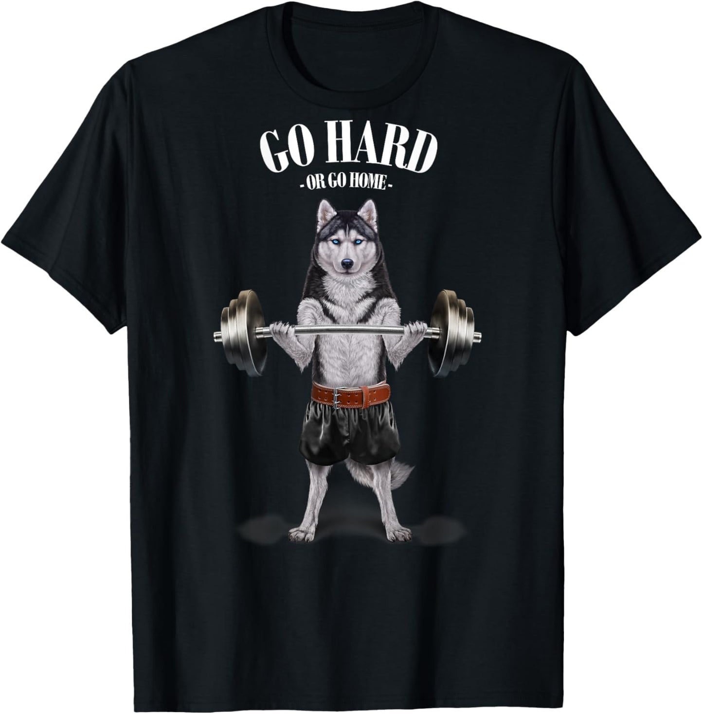 Siberian Husky Dog Weightlifting in Fitness Gym T-Shirt - T-Shirt | Black