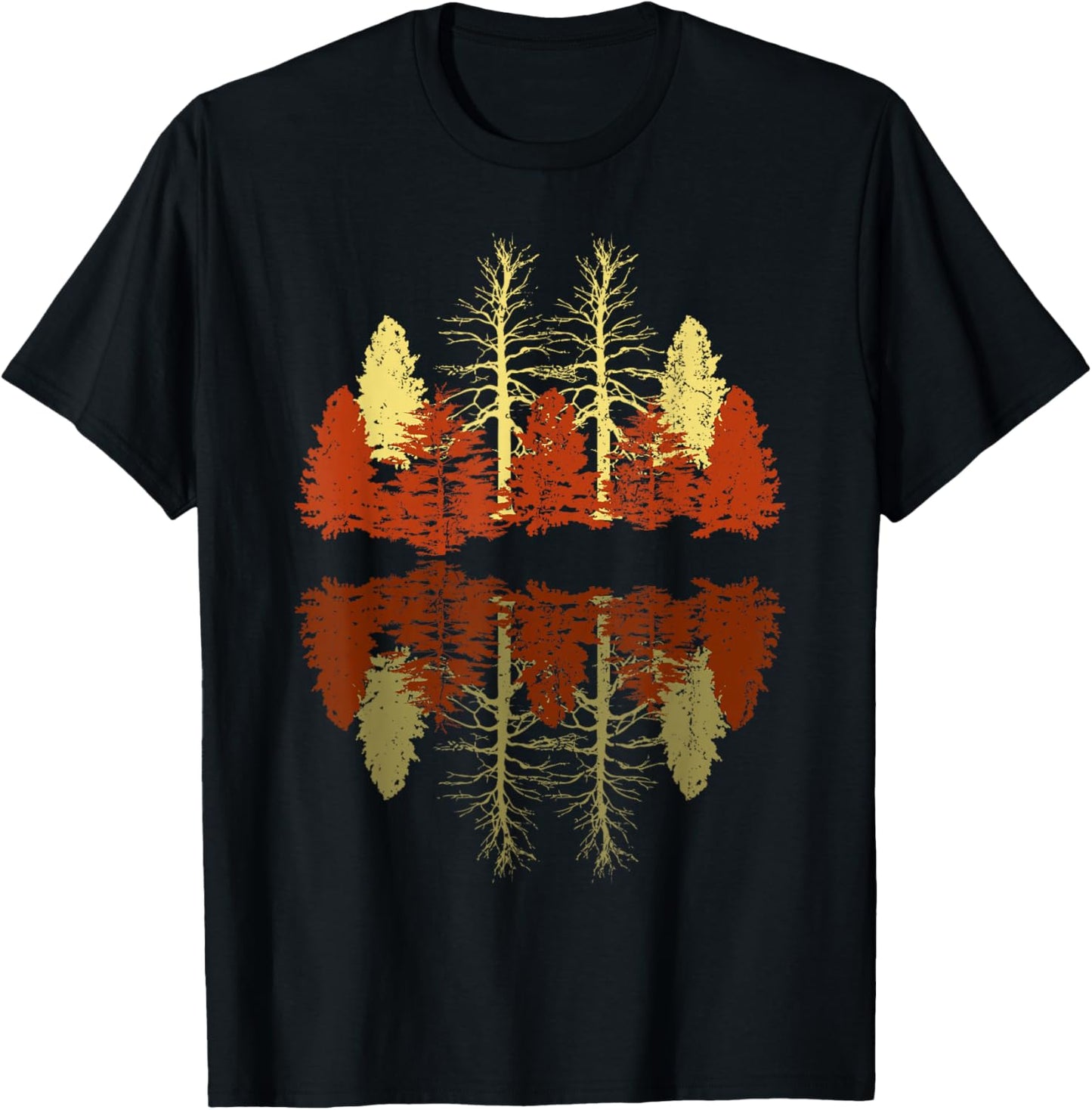 Forest Trees Reflection Outdoors Nature Wildlife Forest T-Shirt - T-Shirt | Black