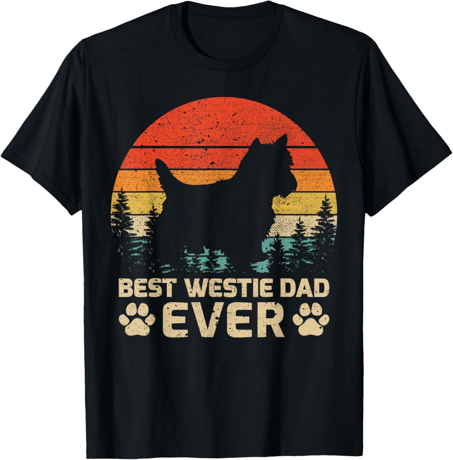 Retro Vintage Best Westie Dad Ever Father's Day T-Shirt - T-Shirt | Black