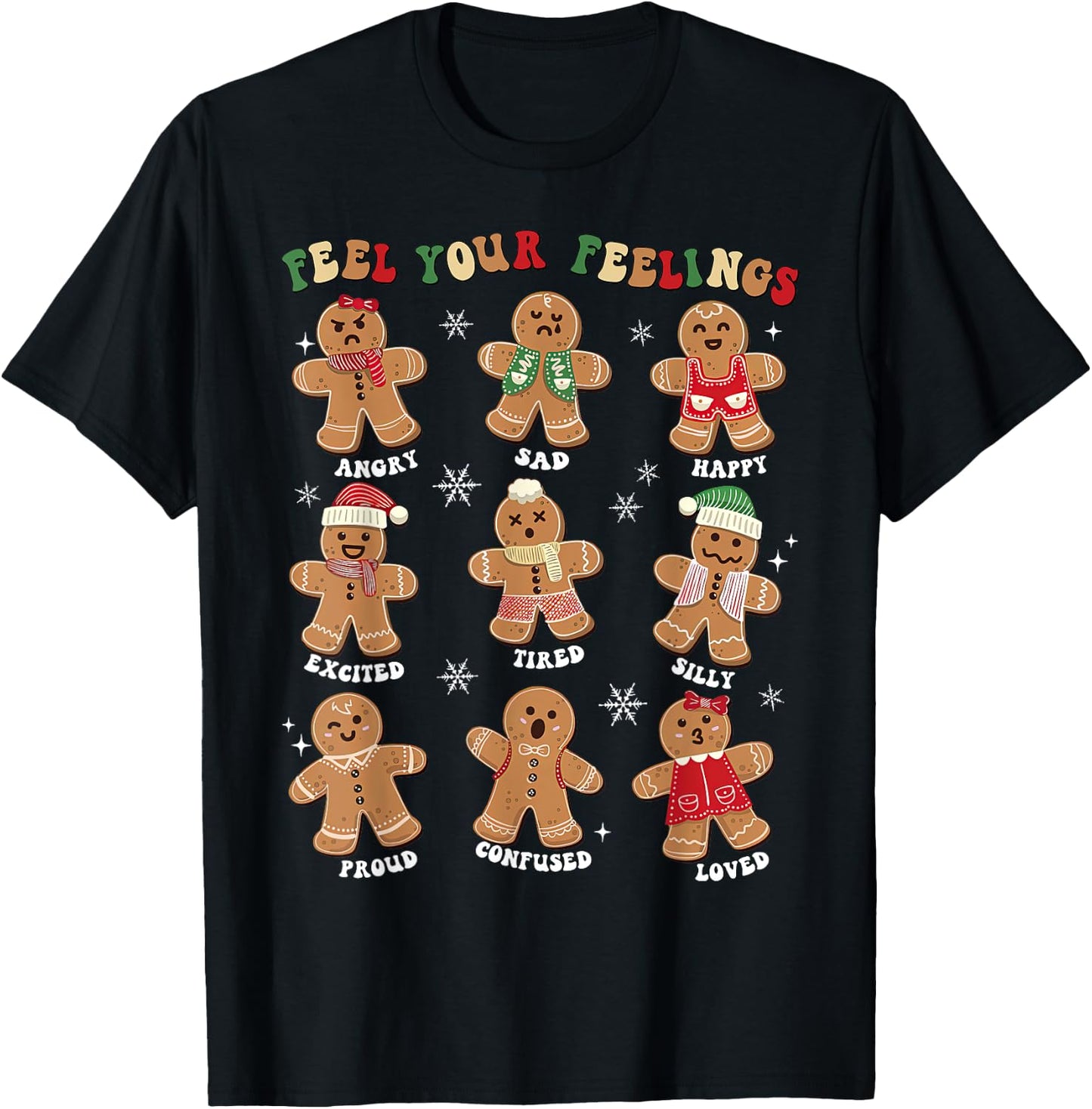 School Psychologist Christmas All Feelings Are Okay T-Shirt - T-Shirt | Black