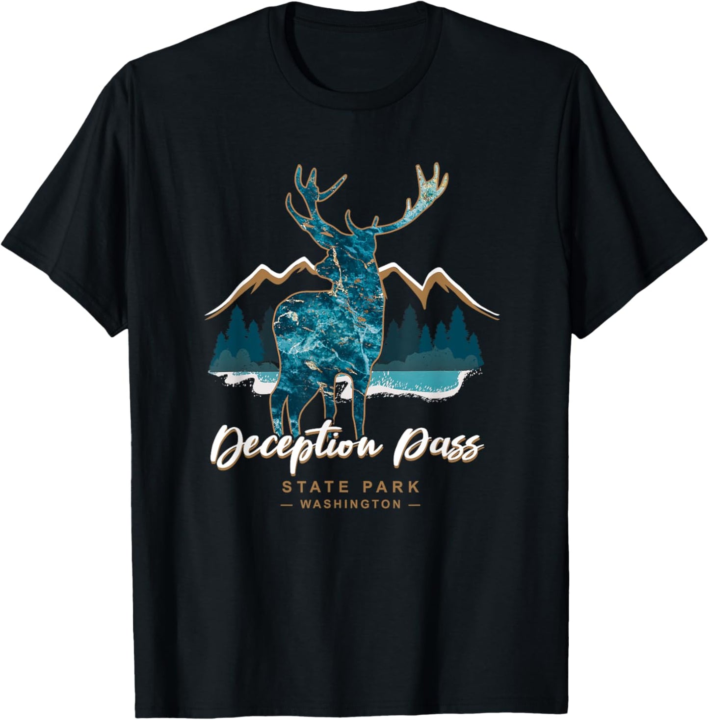 Deception Pass State Park Oak Harbor Washington USA Camping T-Shirt - T-Shirt | Black