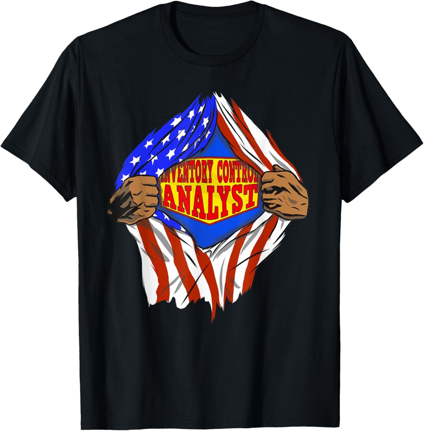 Funny Super Inventory Control Analyst Hero Job T-Shirt - T-Shirt | Black