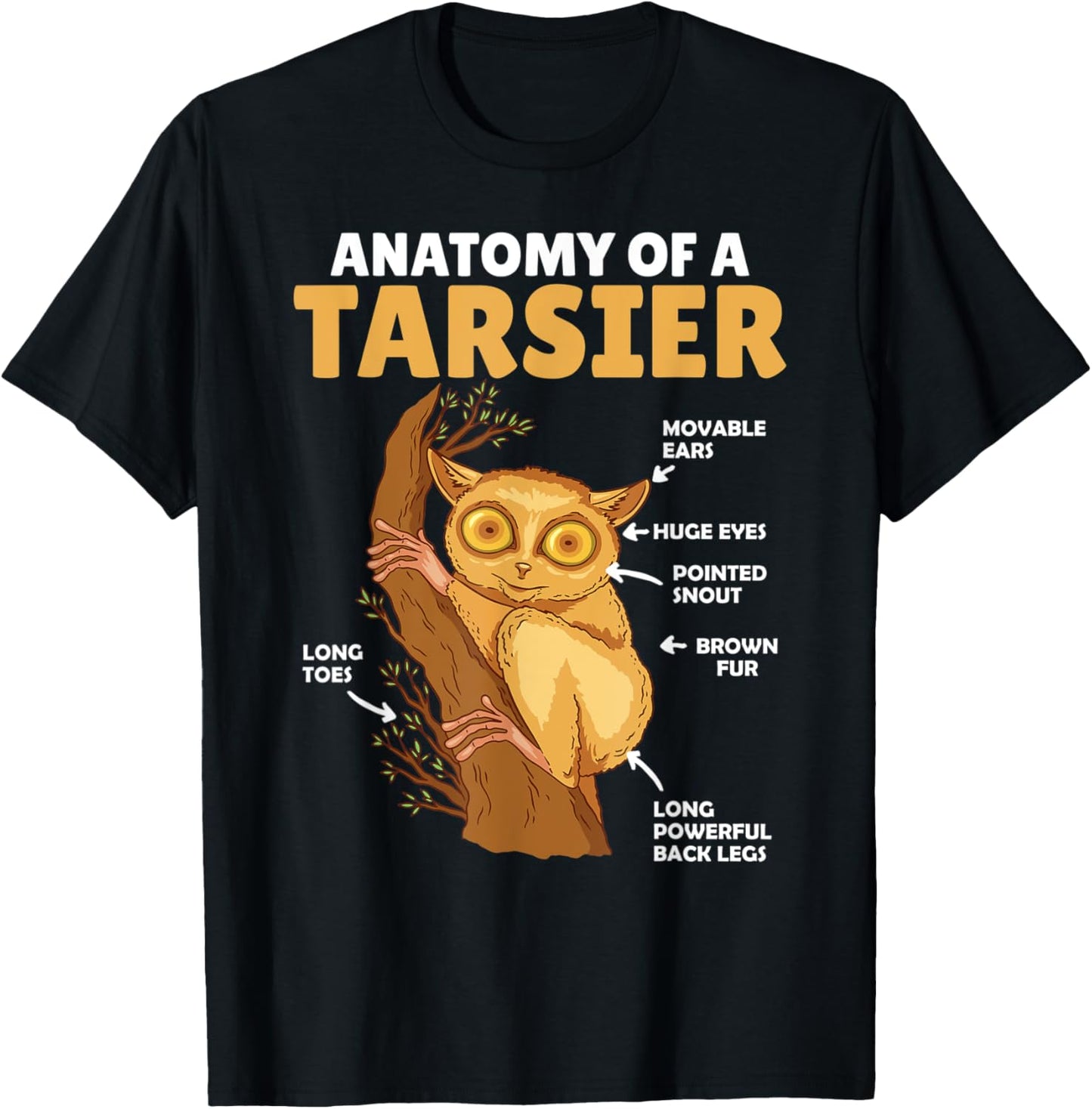 Cute Tarsier Anatomy Of A Tarsier Explanation T-Shirt - T-Shirt | Black