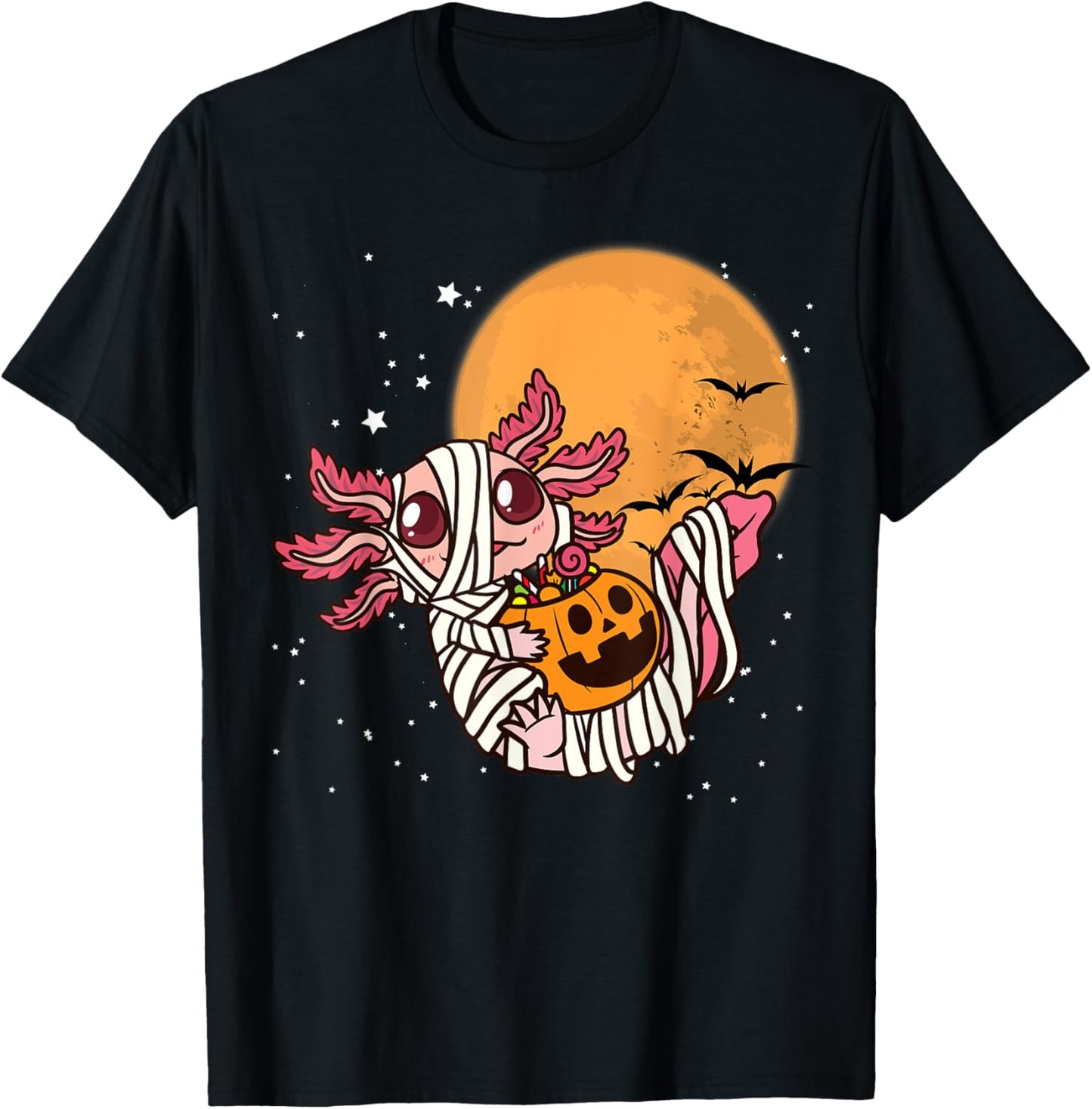 Cute Axolotl Halloween Mummy Axolotl T-Shirt - T-Shirt | Black
