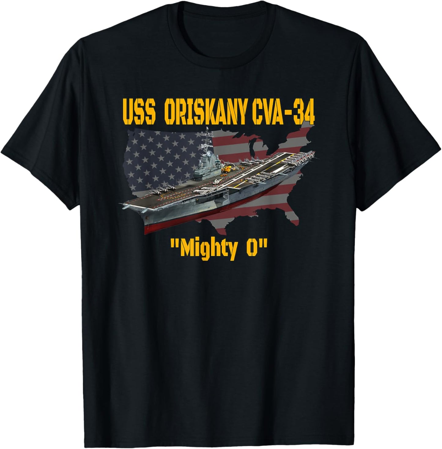 Aircraft Carrier USS Oriskany CVA-34 Veteran Day Father Day T-Shirt - T-Shirt | Black