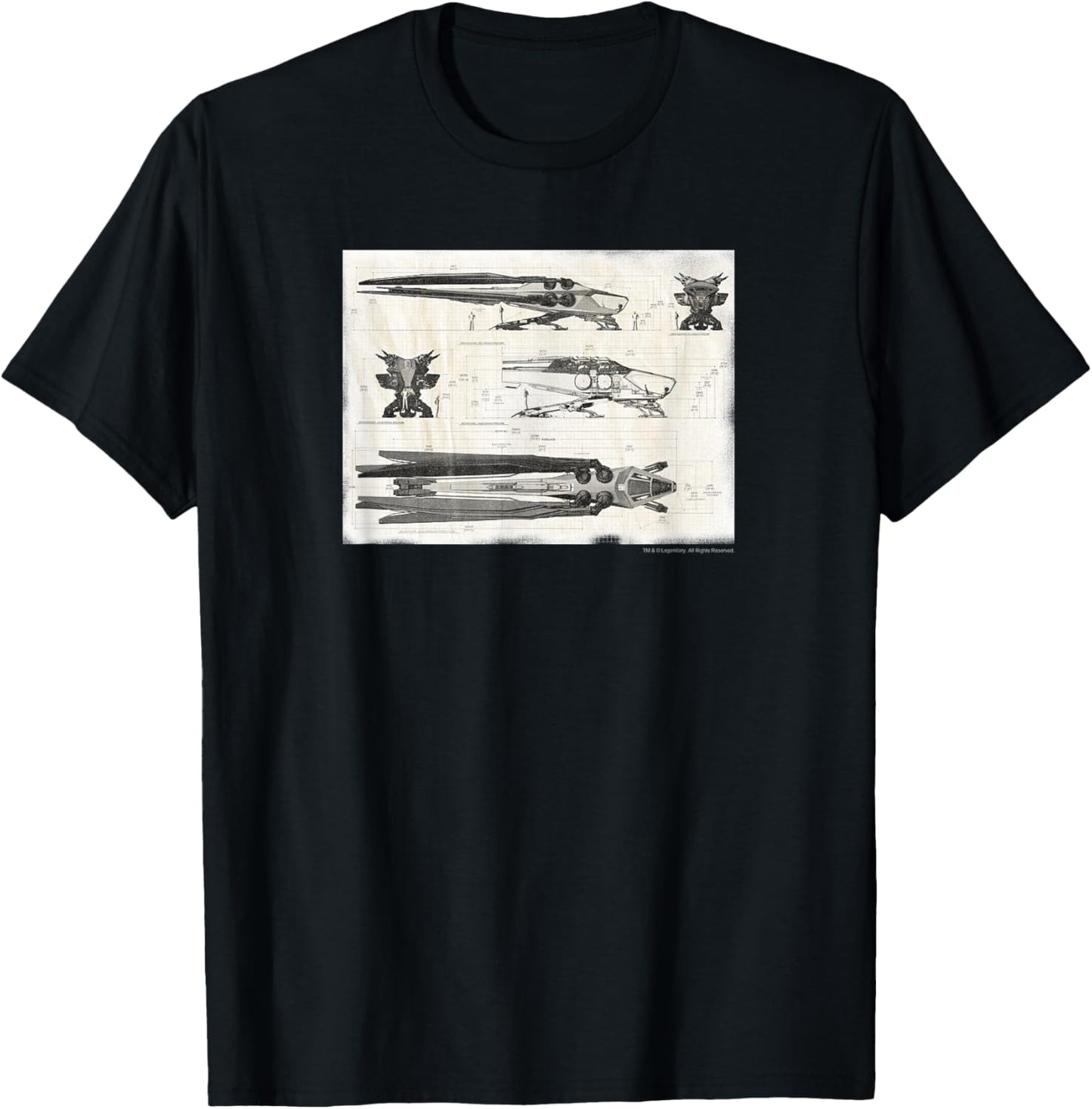 Dune - Royal Ornithopter Blueprint - Cream T-Shirt - T-Shirt | Black