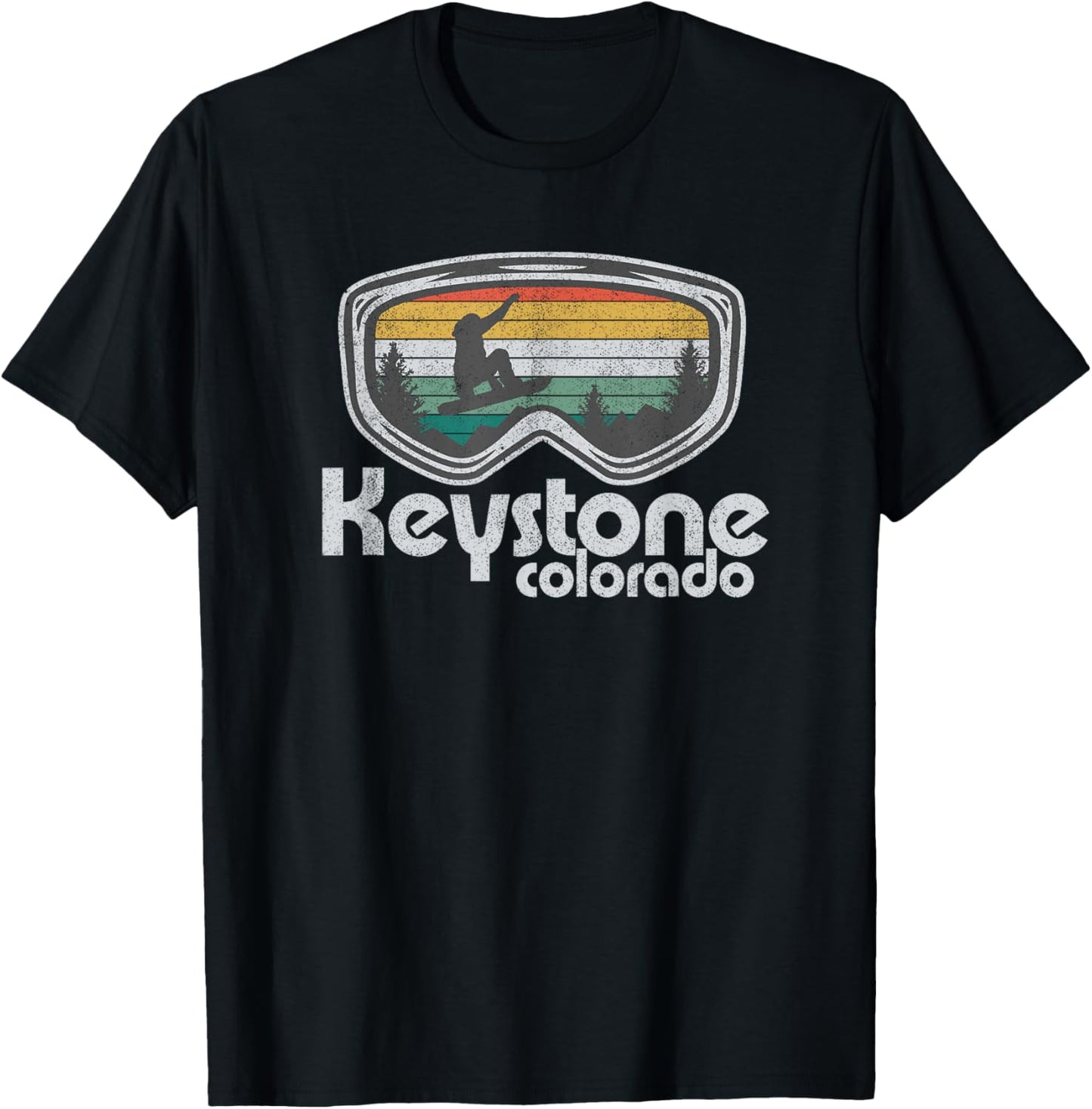 Ski Snowboard Mountain Snow Skiing Shirts & Gifts Keystone Snowboarding Retro Colorado Mountain Snowboard Gift T-Shirt - T-Shirt | Black