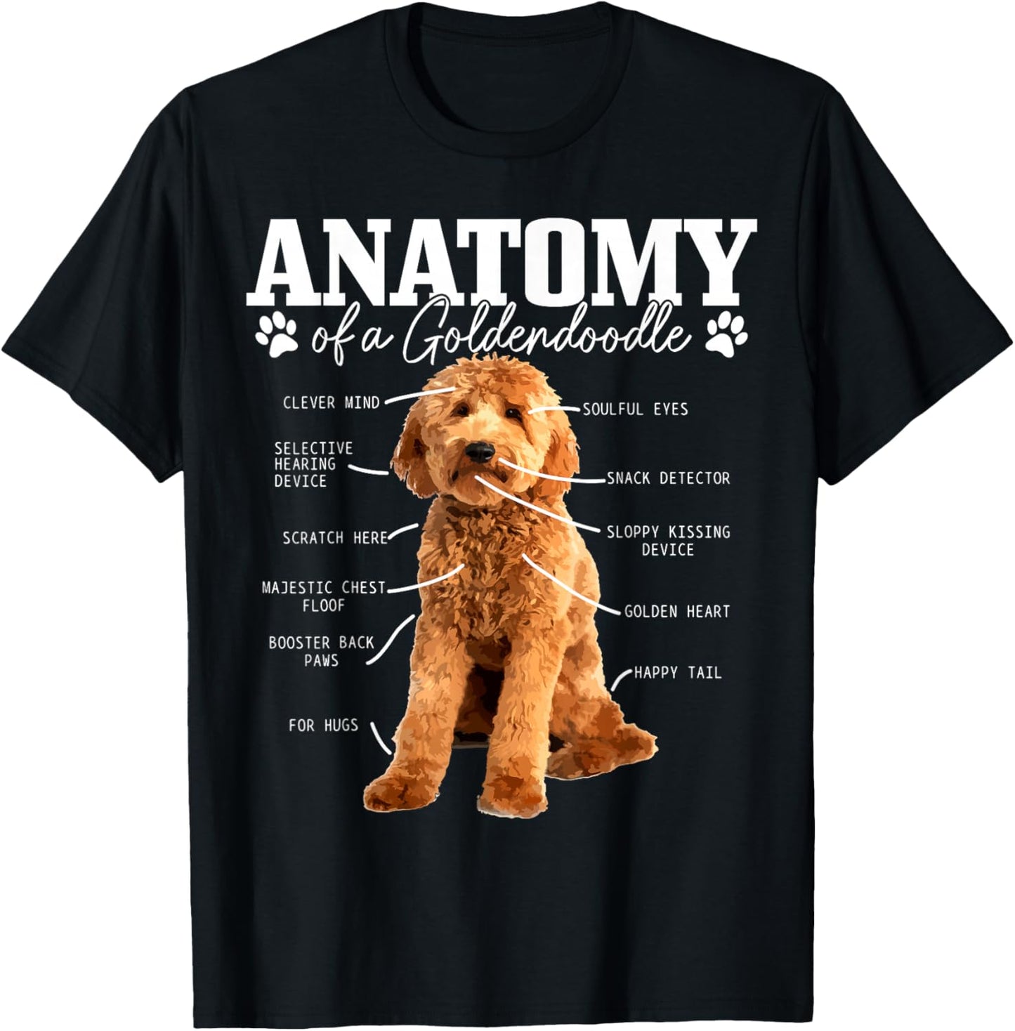 Anatomy of A Goldendoodle Funny Cute Dog Doodle Mom Dad T-Shirt - T-Shirt | Black