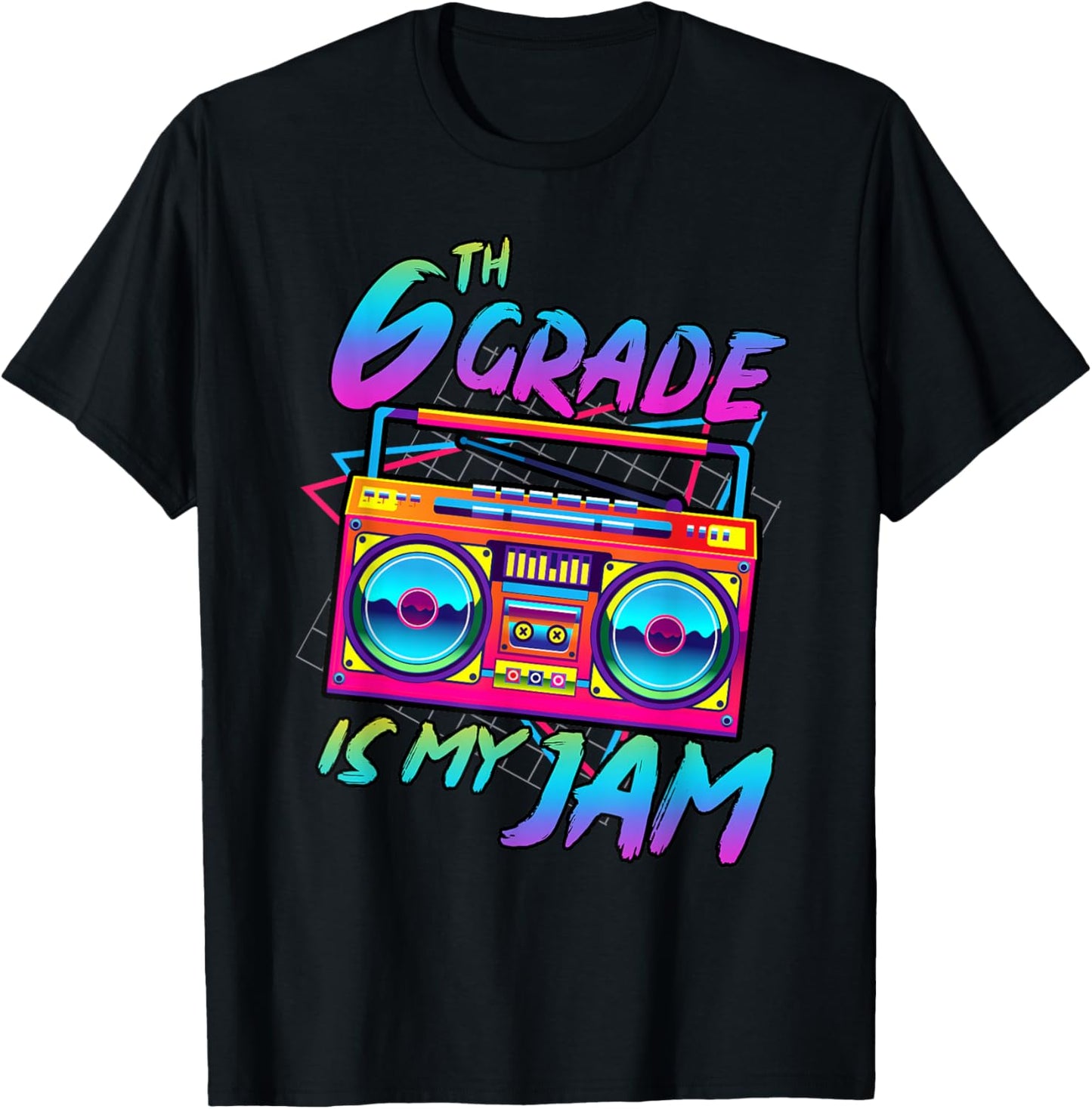 Retro 80s 6th Grade Is My Jam Back To School Teacher Student T-Shirt - T-Shirt | Black
