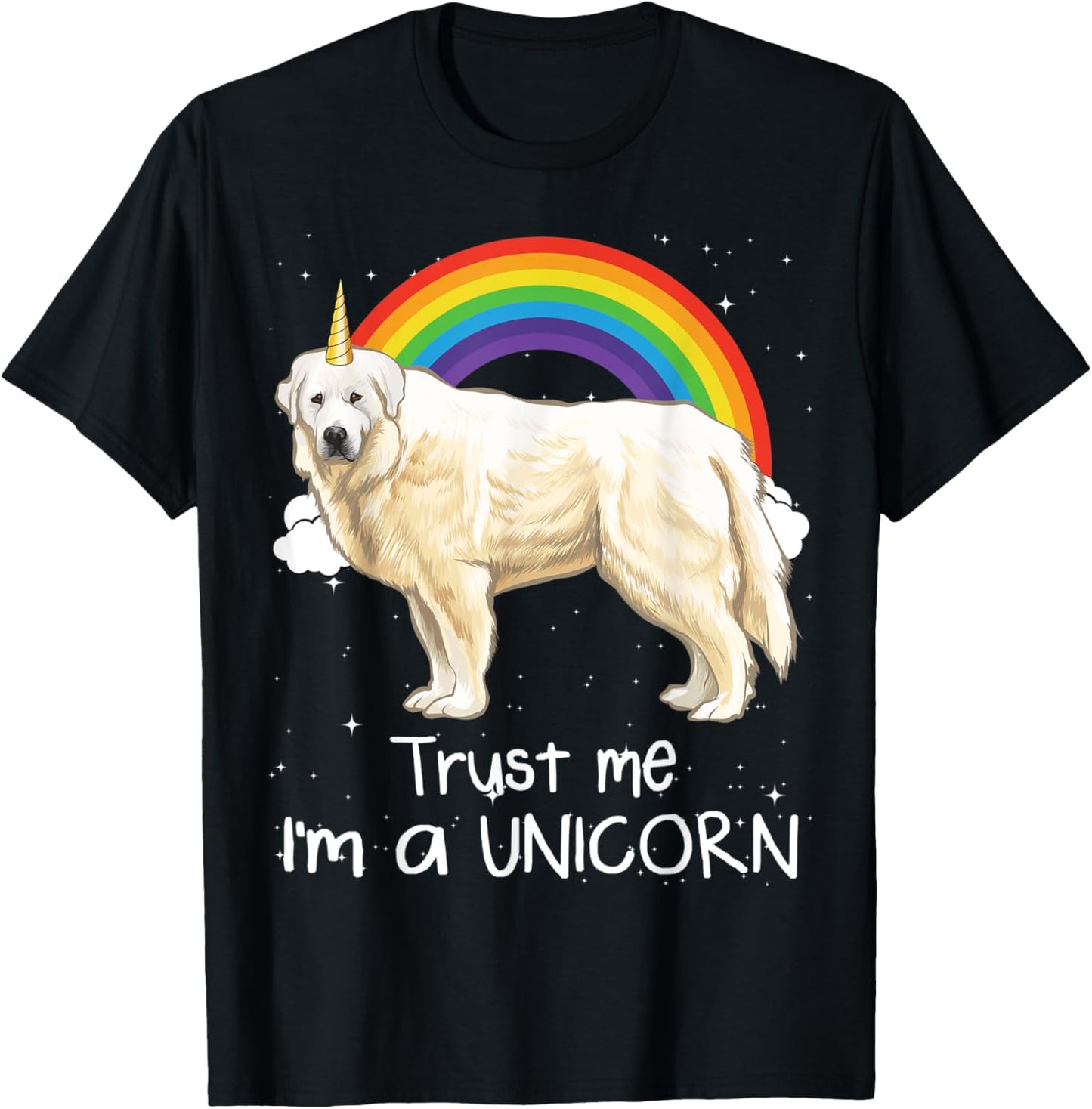 Rainbow Great Pyrenee Trust Me I'm A Unicorn Dog Men Women Kids T-Shirt - T-Shirt | Black