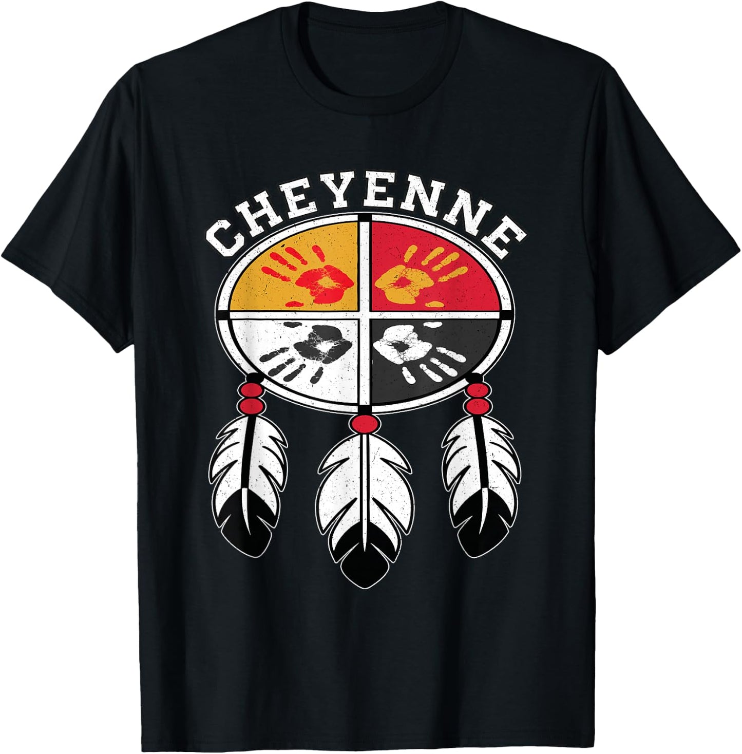 Cheyenne Medicine Wheel Indigenous Native American Tribe T-Shirt - T-Shirt | Black