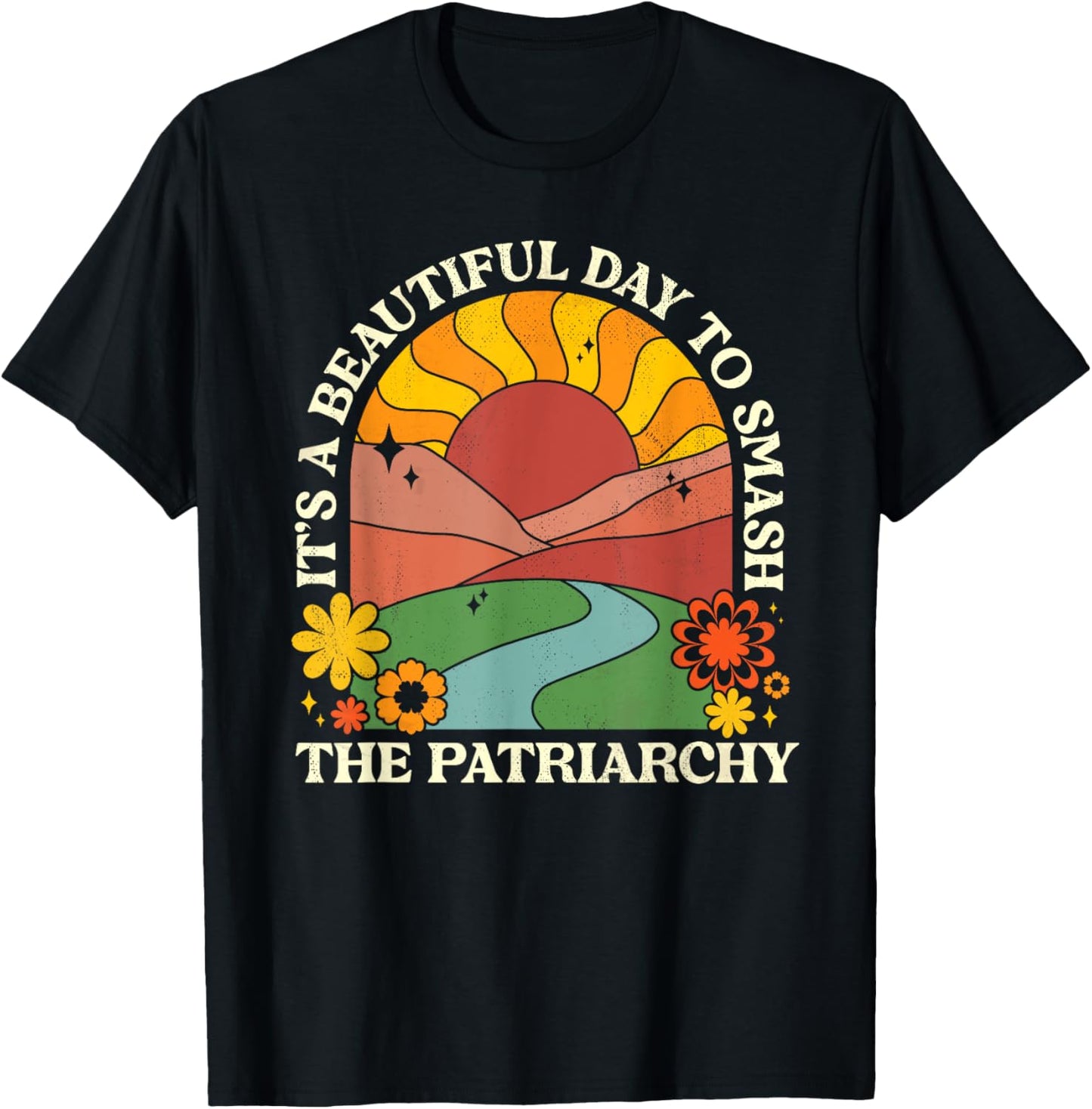 Retro Groovy 60s 70s It's A Good Day To Smash The Patriarchy T-Shirt - T-Shirt | Black