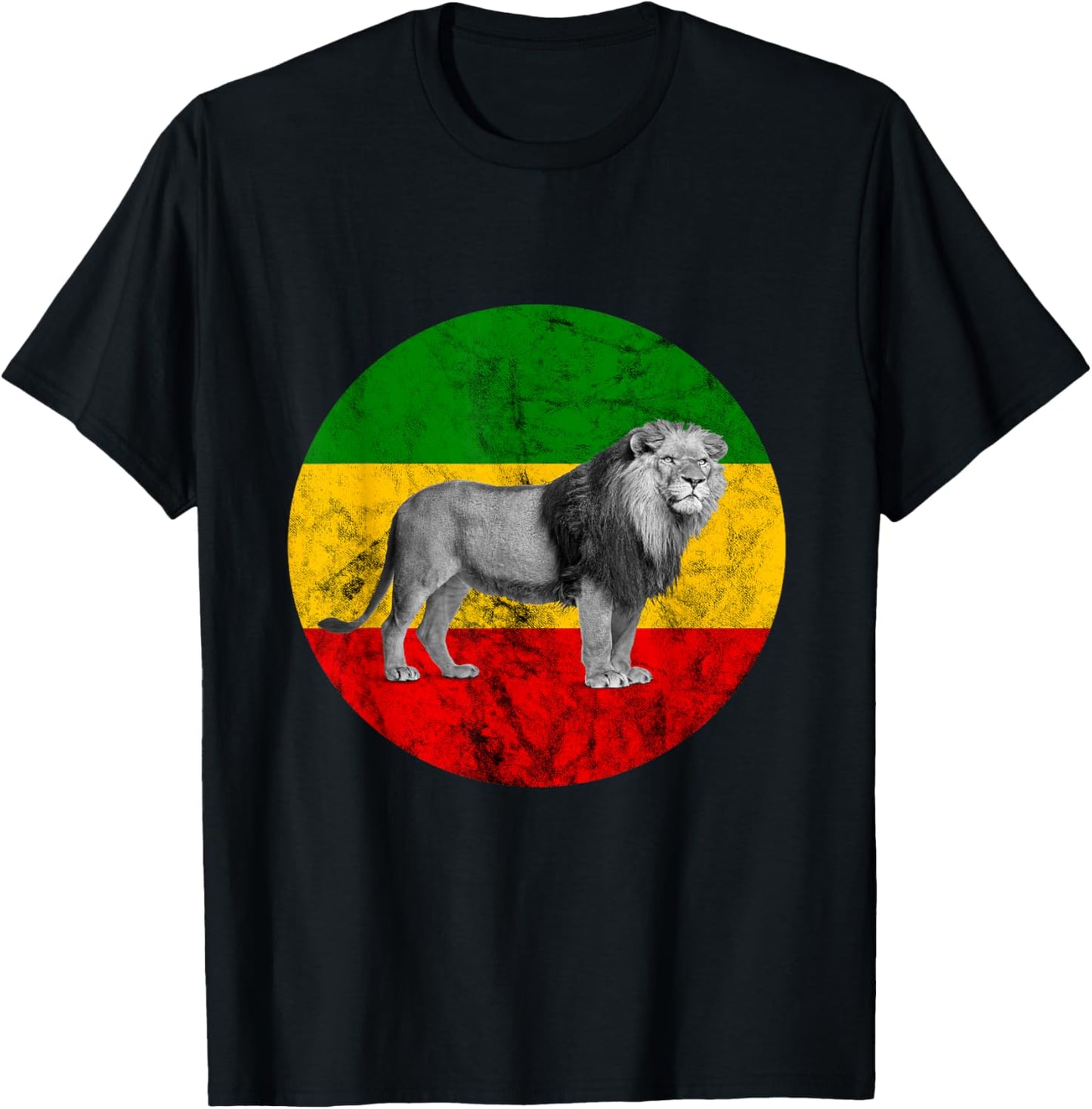 Rasta Reggae Lion Of Judah Rastafarian Lover Jamaican Pride T-Shirt - T-Shirt | Black