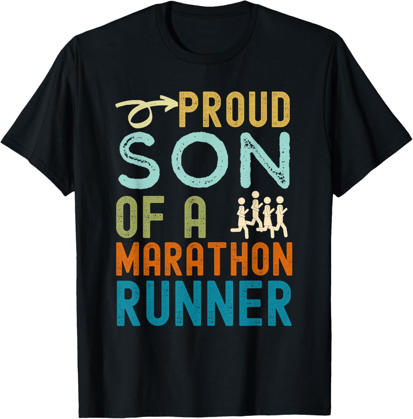 Proud son of a marathon runner retro vintage distressed T-Shirt - T-Shirt | Black