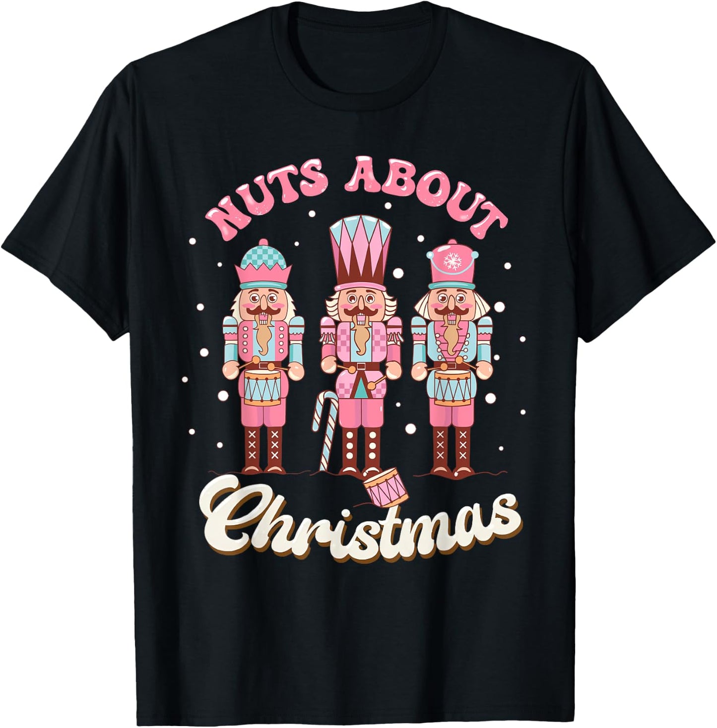 Groovy Retro Nuts About Christmas Holiday Xmas Nutcracker T-Shirt - T-Shirt | Black